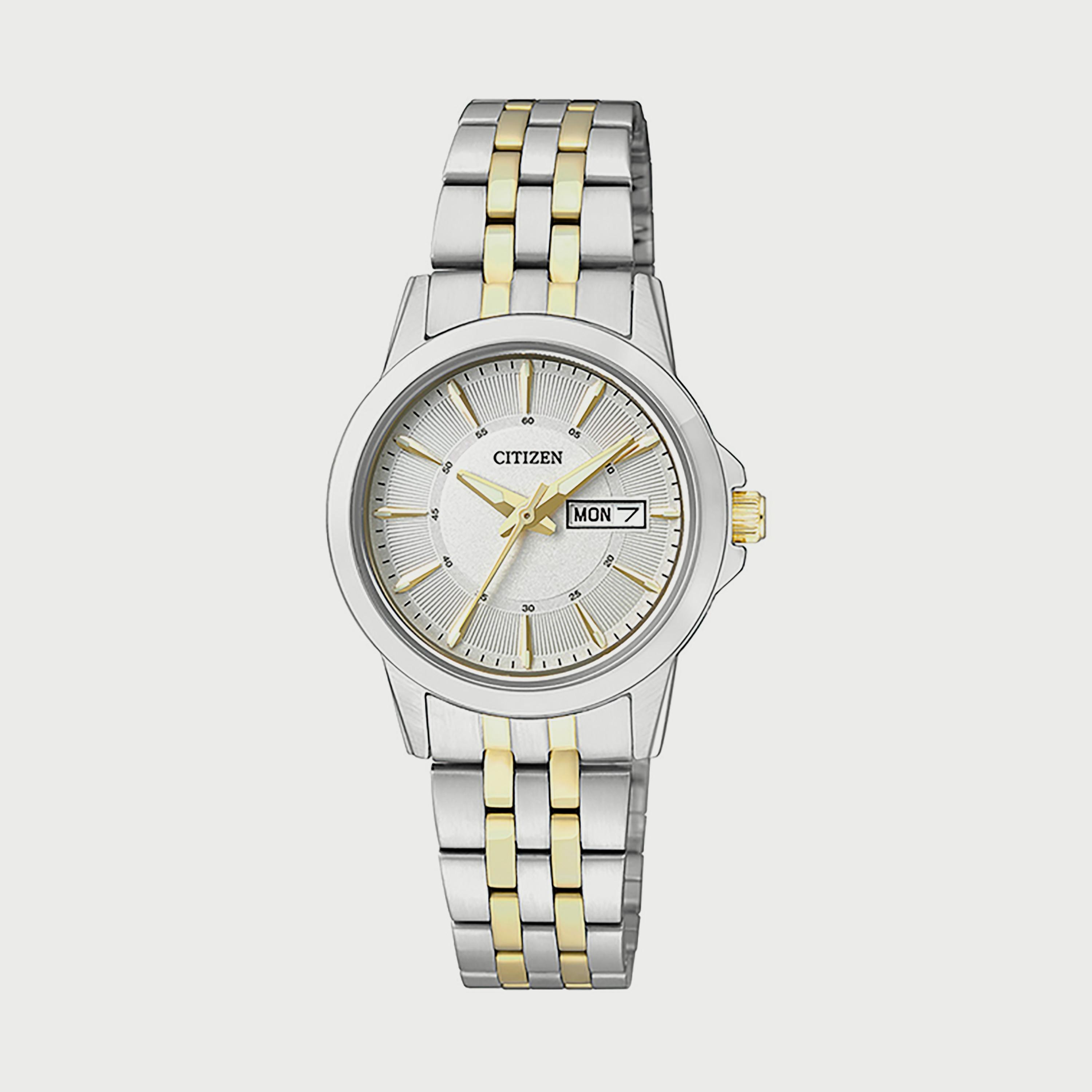 ساعة سيتيزن للنساء 28 ملم انالوج فضي وذهبي من الستانلس ستيل - EQ0608-55A-women-watchesandjewellery-watches-image-1
