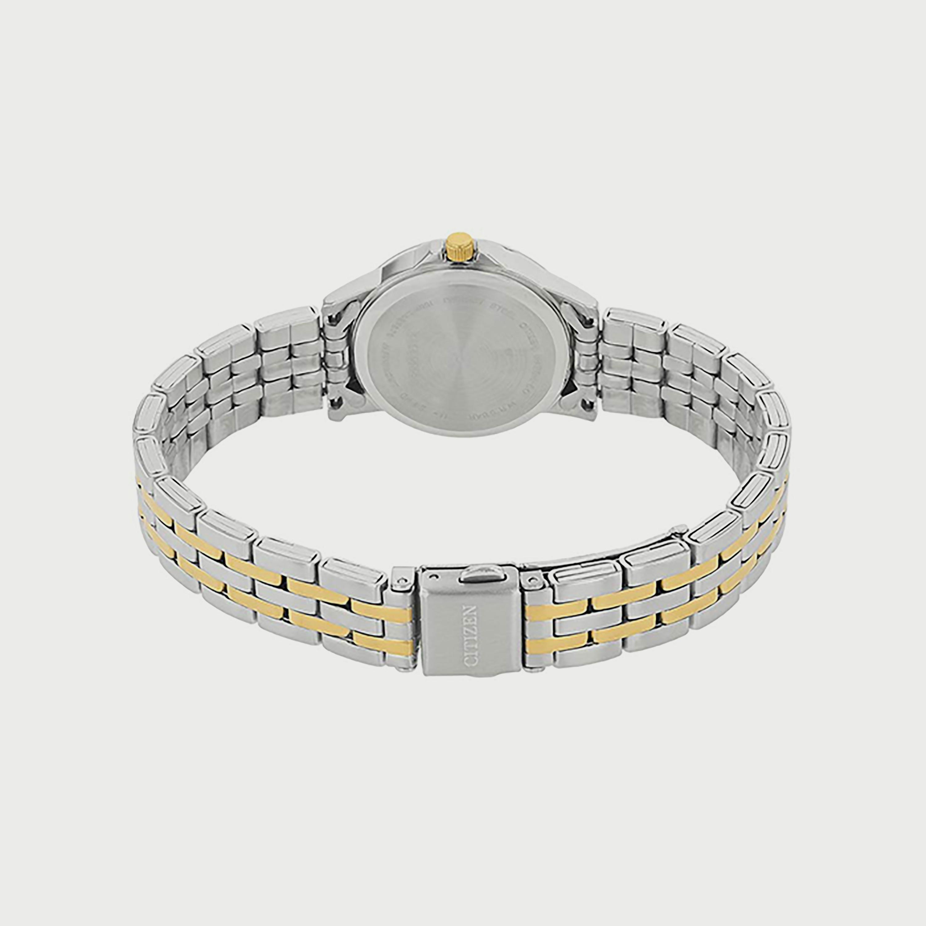 ساعة سيتيزن للنساء 28 ملم انالوج فضي وذهبي من الستانلس ستيل - EQ0608-55A-women-watchesandjewellery-watches-image-3
