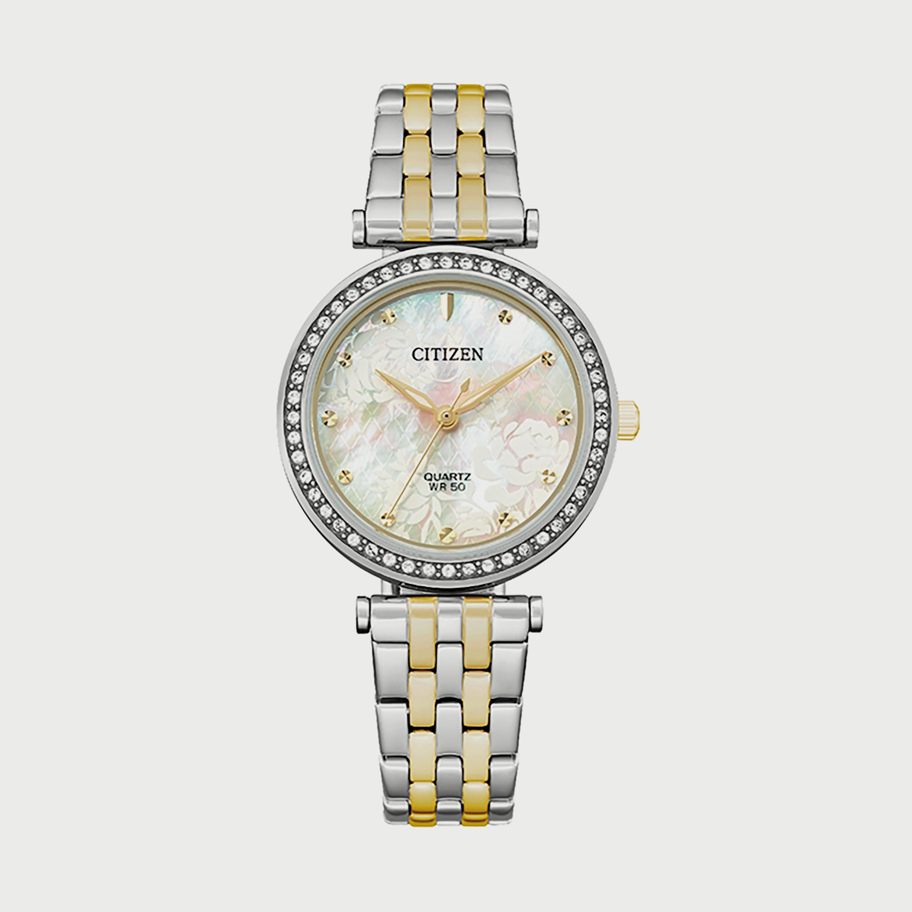 ساعة سيتيزن للنساء 30 ملم انالوج فضي وذهبي ستانلس ستيل - ER0214-54D-women-watchesandjewellery-watches-image-1