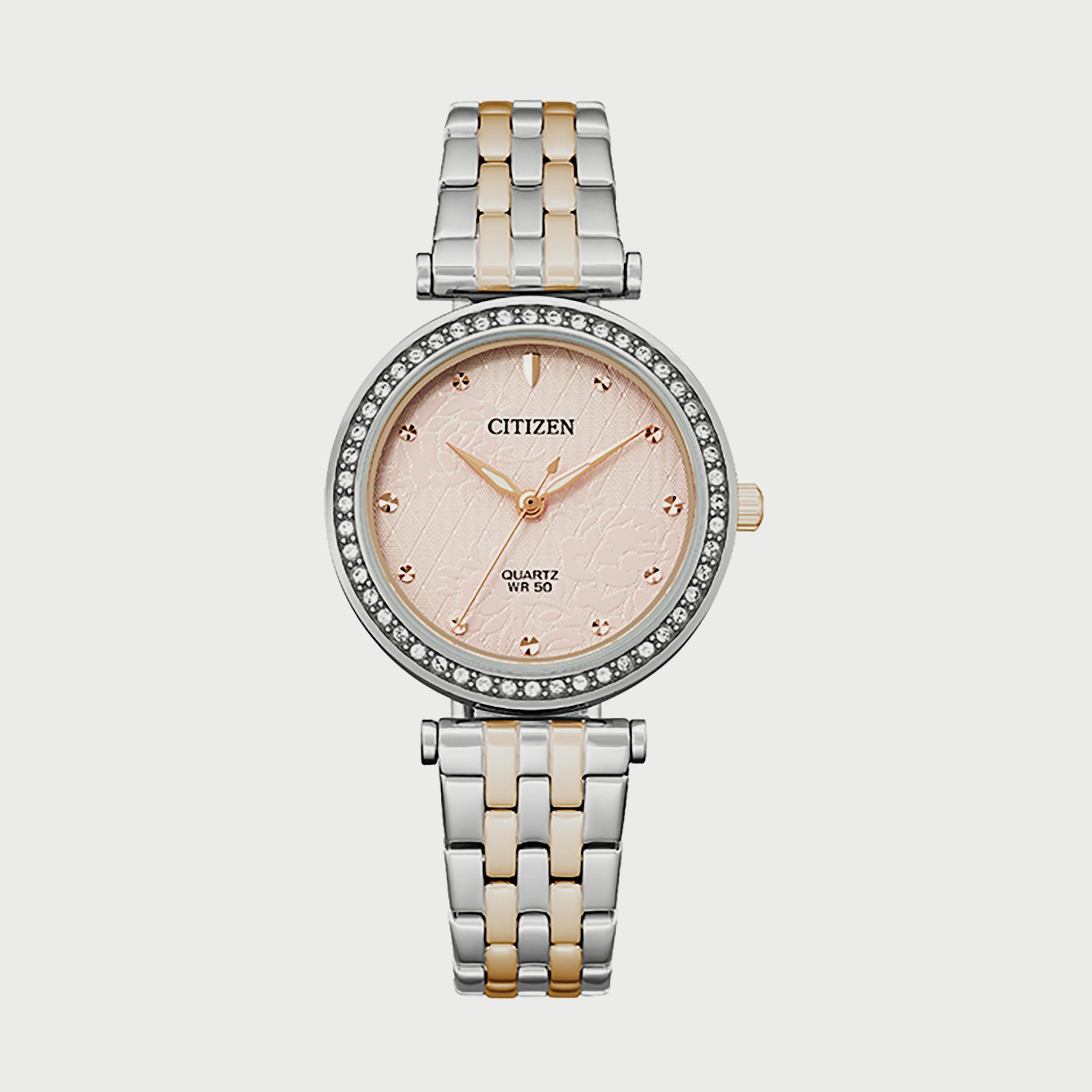 ساعة سيتيزن للنساء 30 ملم انالوج فضي وذهبي من الستانلس ستيل - ER0218-53X-women-watchesandjewellery-watches-image-1