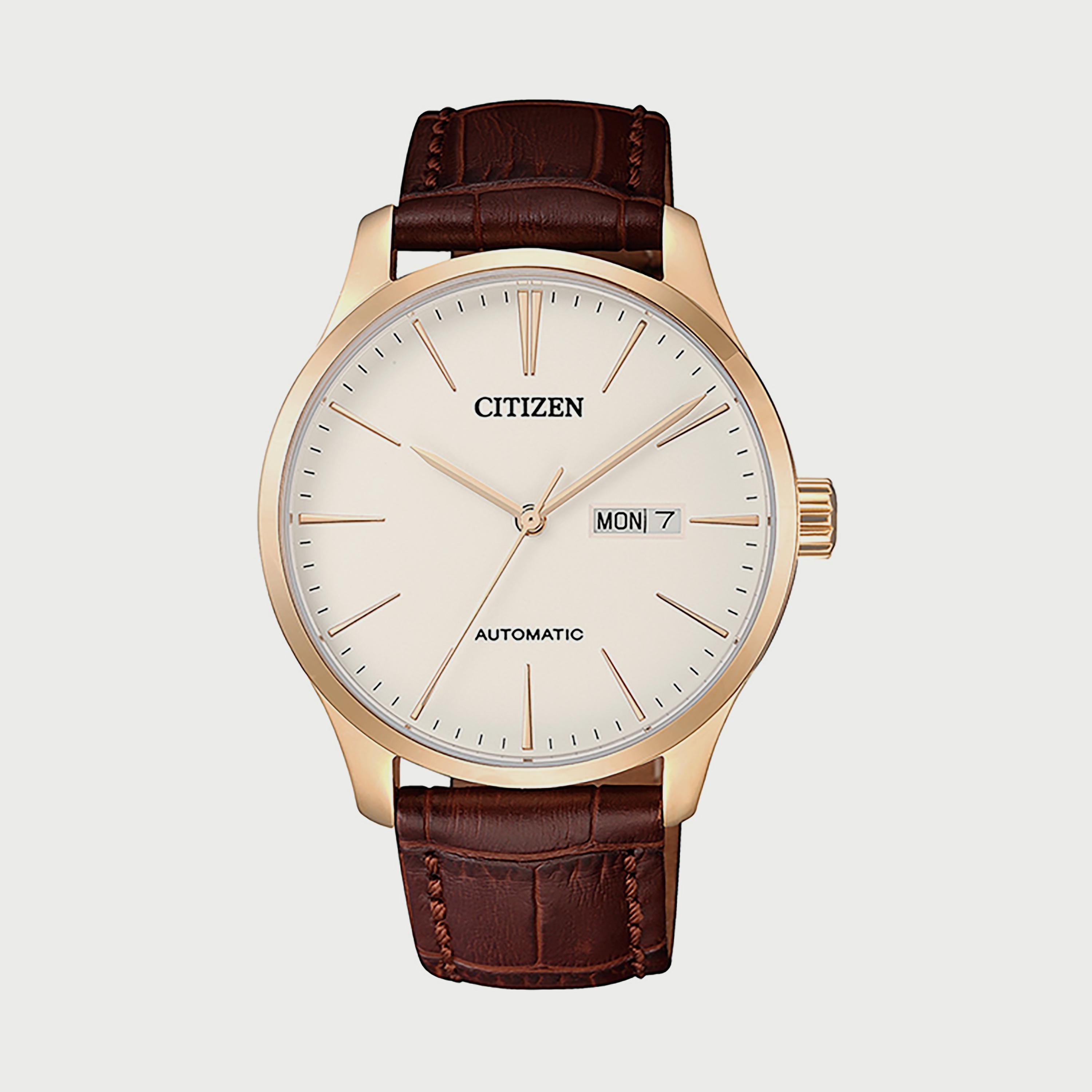 ساعة سيتيزن للرجال 40 ملم بسوار جلدي بني أوتوماتيكية - NH8353-18A-men-watchesandjewellery-watches-image-1
