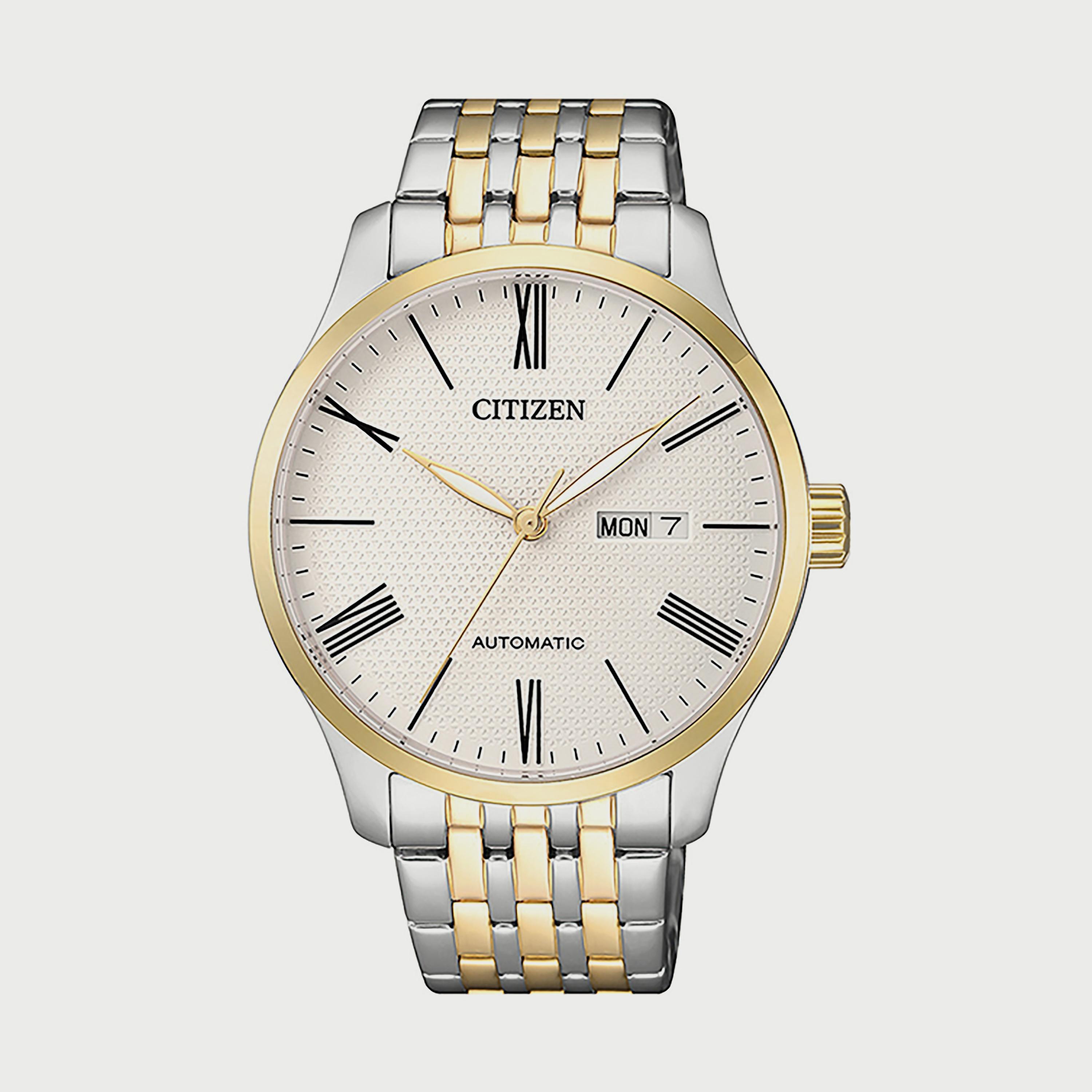 ساعة سيتيزن للرجال 40 ملم فضي وذهبي اوتوماتيك ستانلس ستيل - NH8354-58A-men-watchesandjewellery-watches-image-1