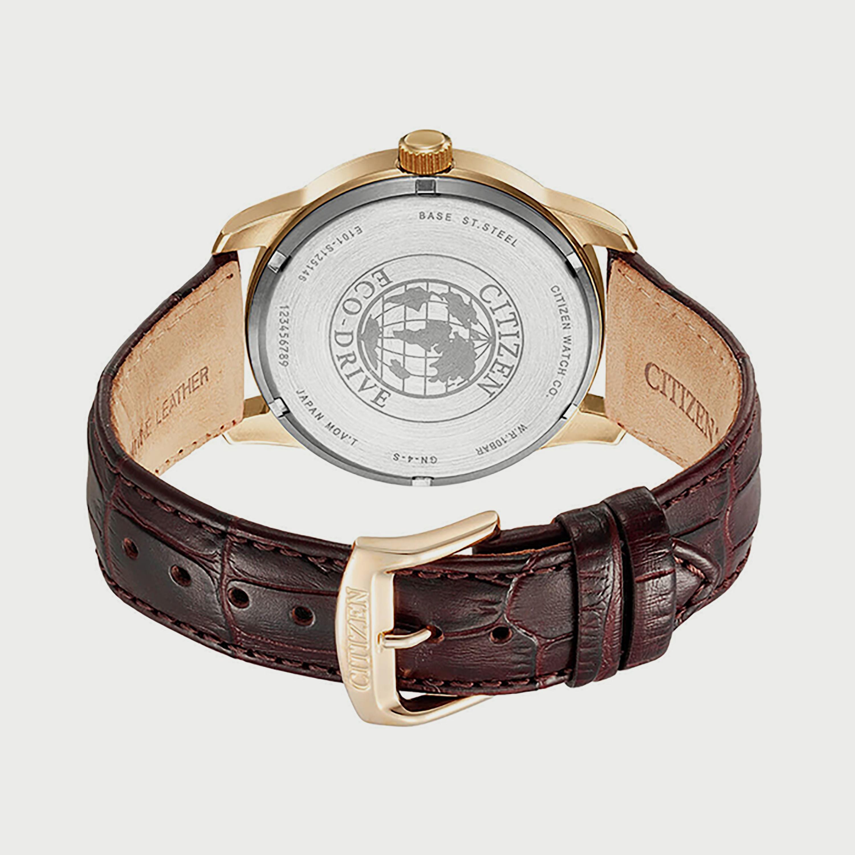 ساعة سيتيزن ايكو درايف للرجال 42 ملم انالوج بسوار جلدي بني - BM8553-16A-men-watchesandjewellery-watches-image-3