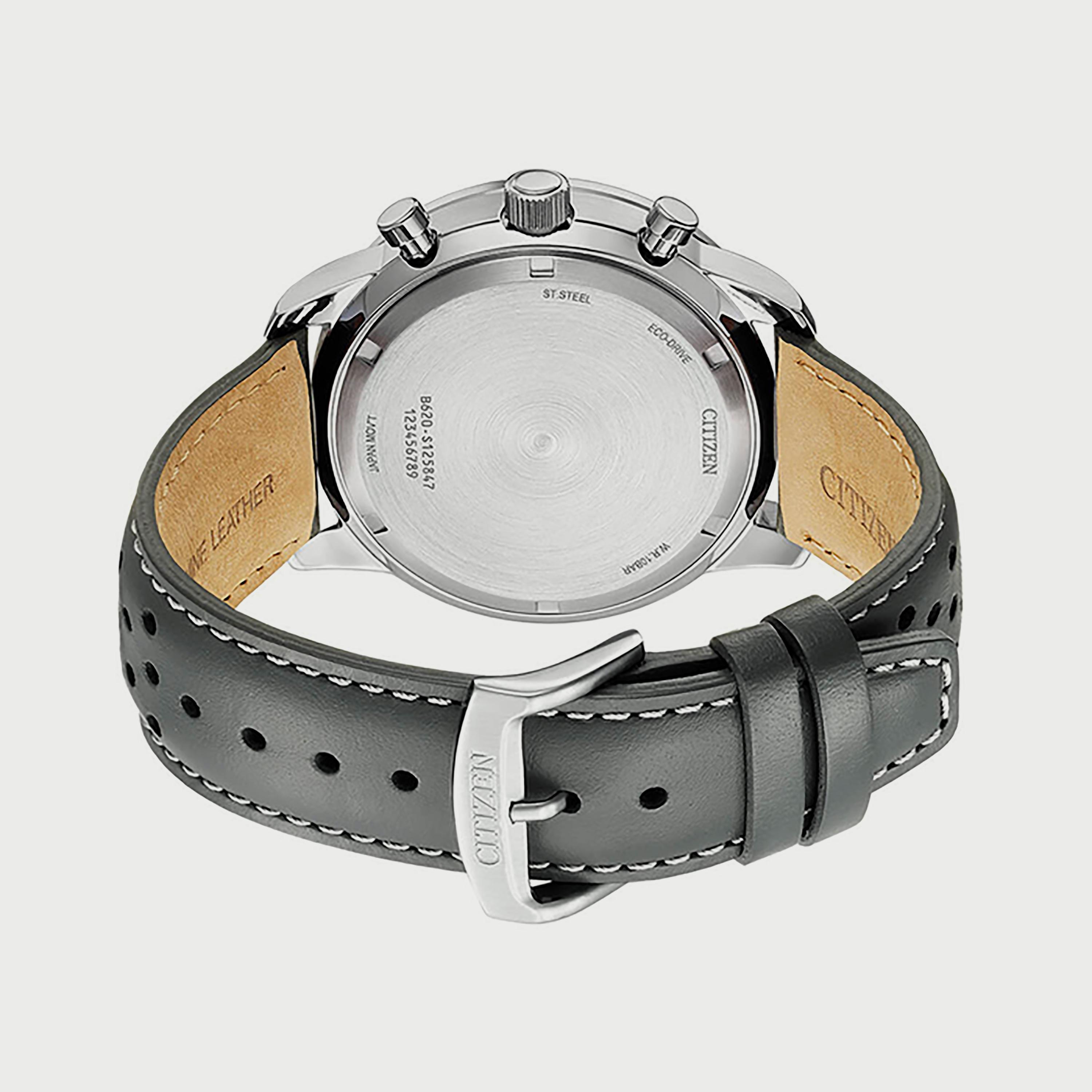 ساعة سيتيزن ايكو درايف للرجال 44 ملم بسوار جلدي كرونوغراف باللون الرمادي - CA4500-24H-men-watchesandjewellery-watches-image-3