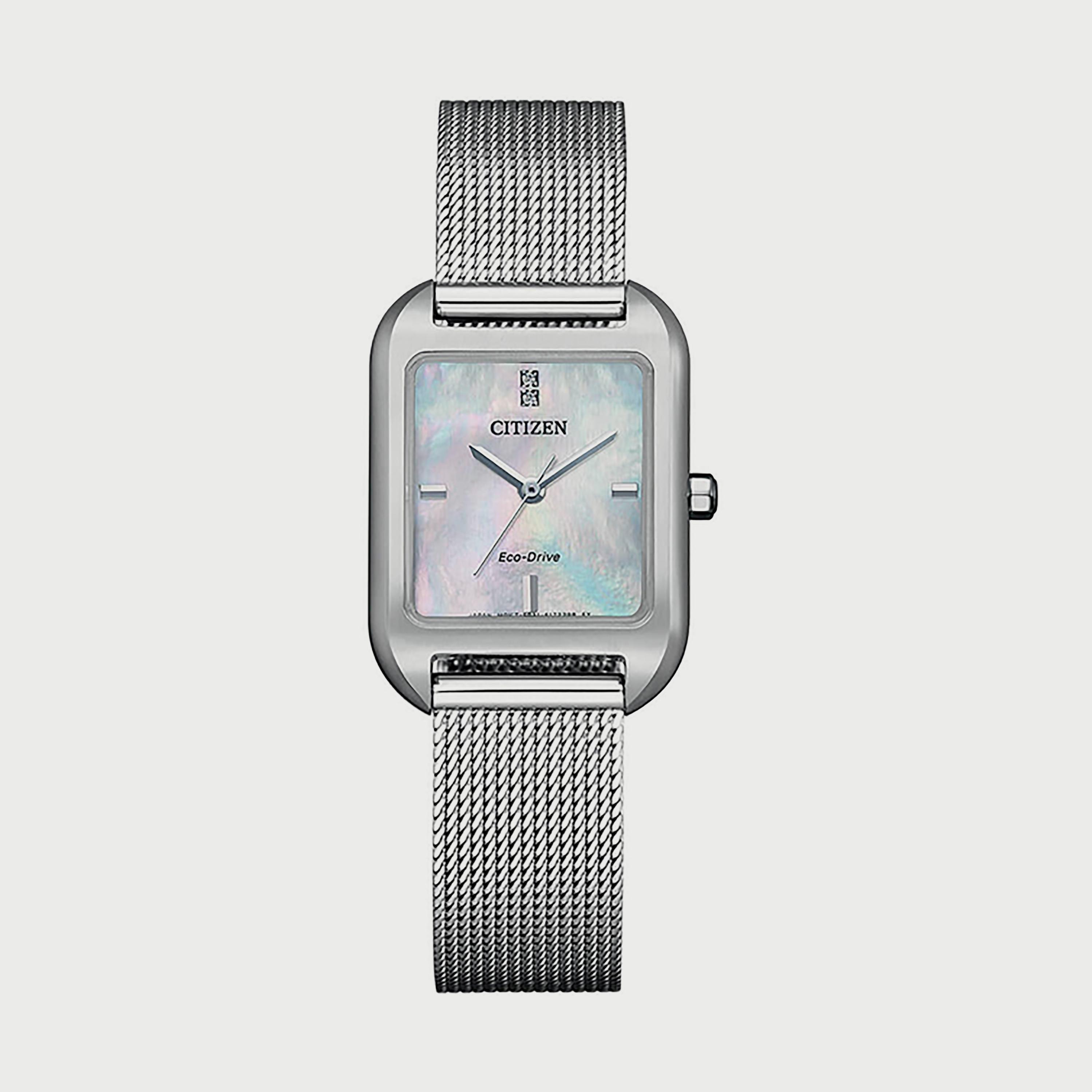 ساعة سيتيزن ايكو درايف للنساء 31 ملم فضي انالوج بعقارب ستانلس ستيل - EM0491-81D-women-watchesandjewellery-watches-image-1