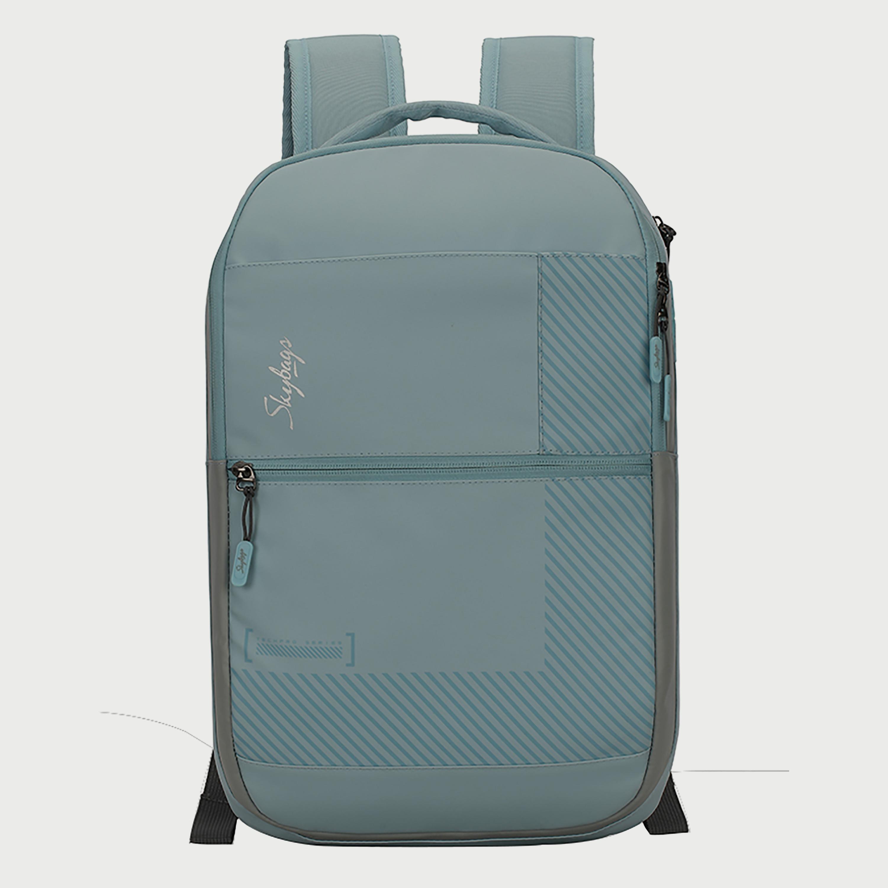 Skybags Striped Backpack with Padded Shoulder Straps and Back Panel Zip Closure in Blue-school-bagsandbackpacks-backpacks-image-1