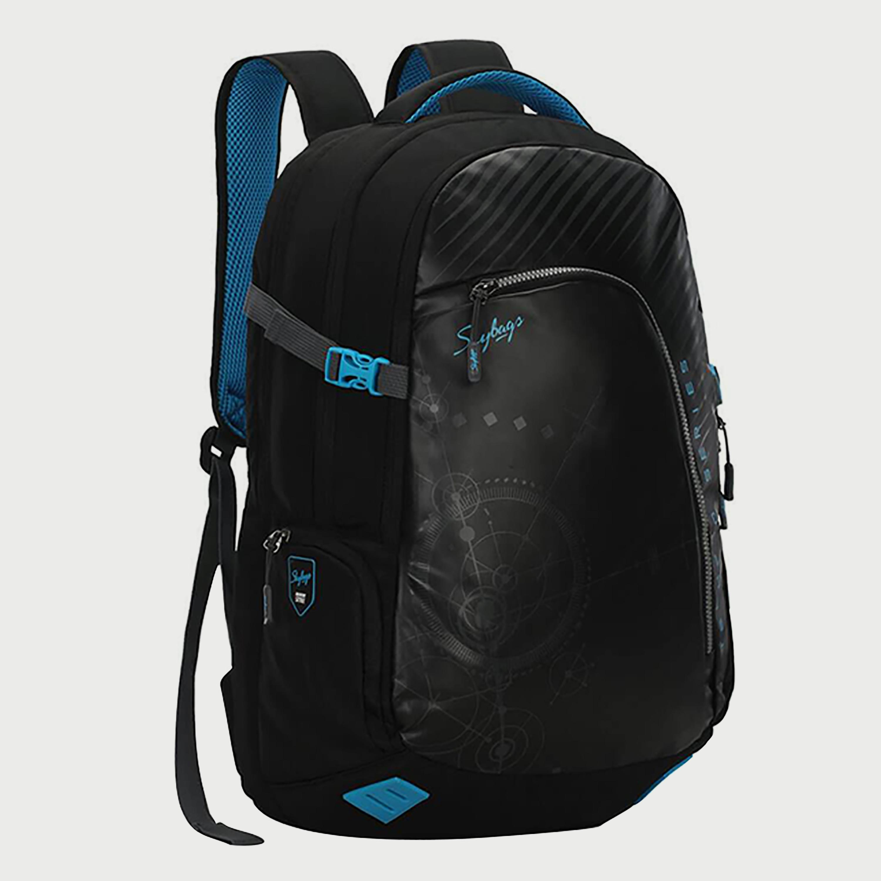 Skybags Striped Backpack with Padded Shoulder Straps and Back Panel Zip Closure in Black-travel-luggagesandbags-backpacks-image-3