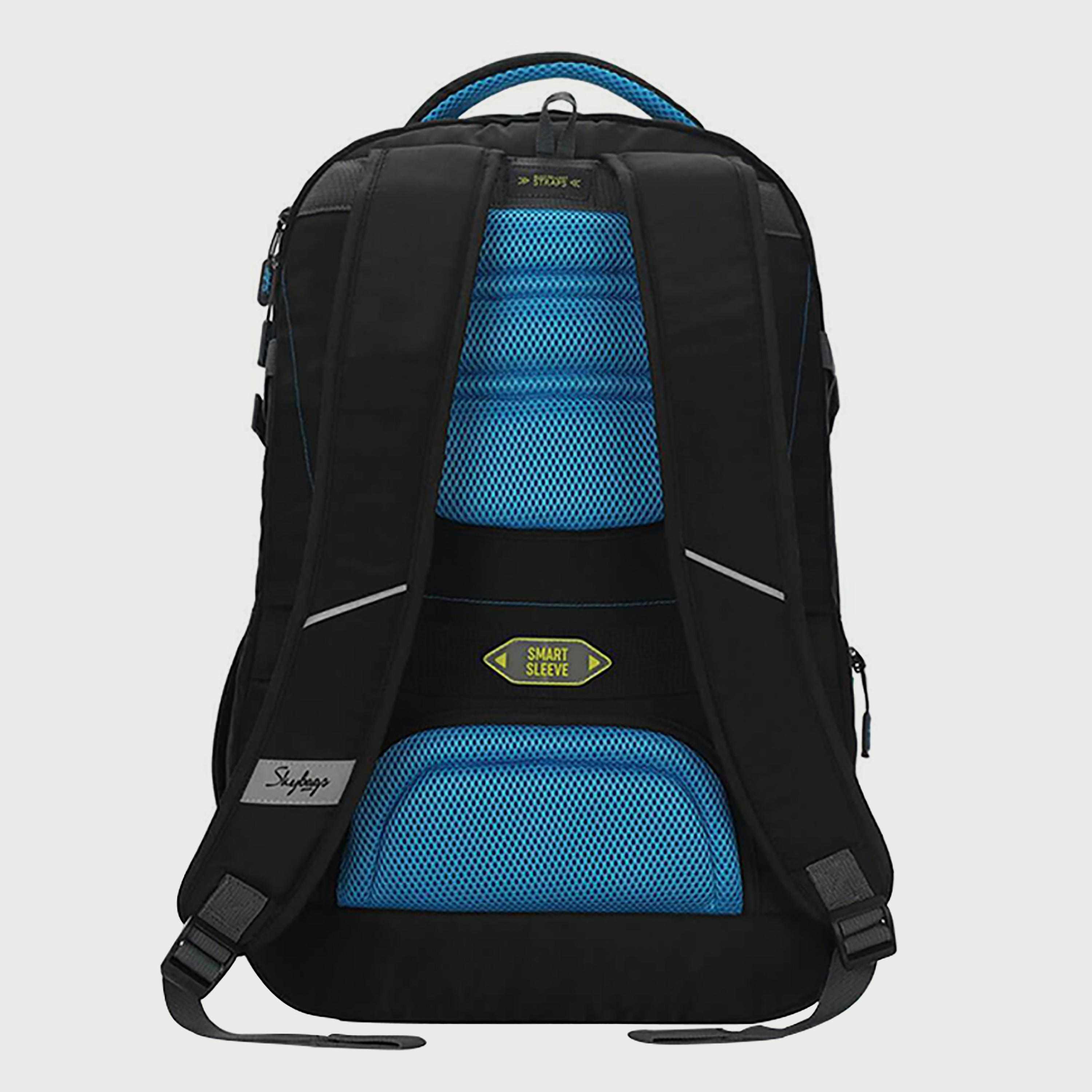 Skybags Striped Backpack with Padded Shoulder Straps and Back Panel Zip Closure in Black-travel-luggagesandbags-backpacks-image-4