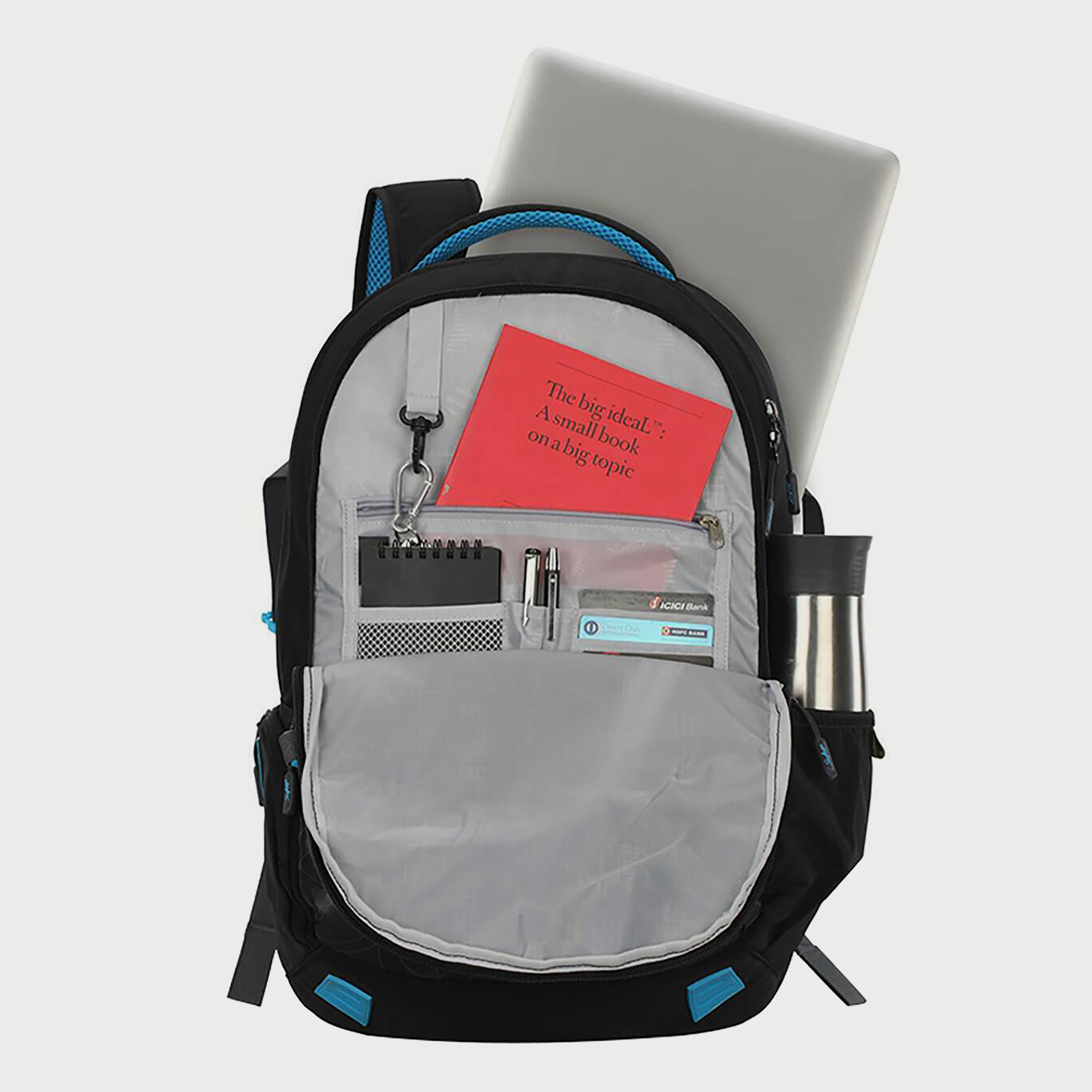 Skybags Striped Backpack with Padded Shoulder Straps and Back Panel Zip Closure in Black-travel-luggagesandbags-backpacks-image-5