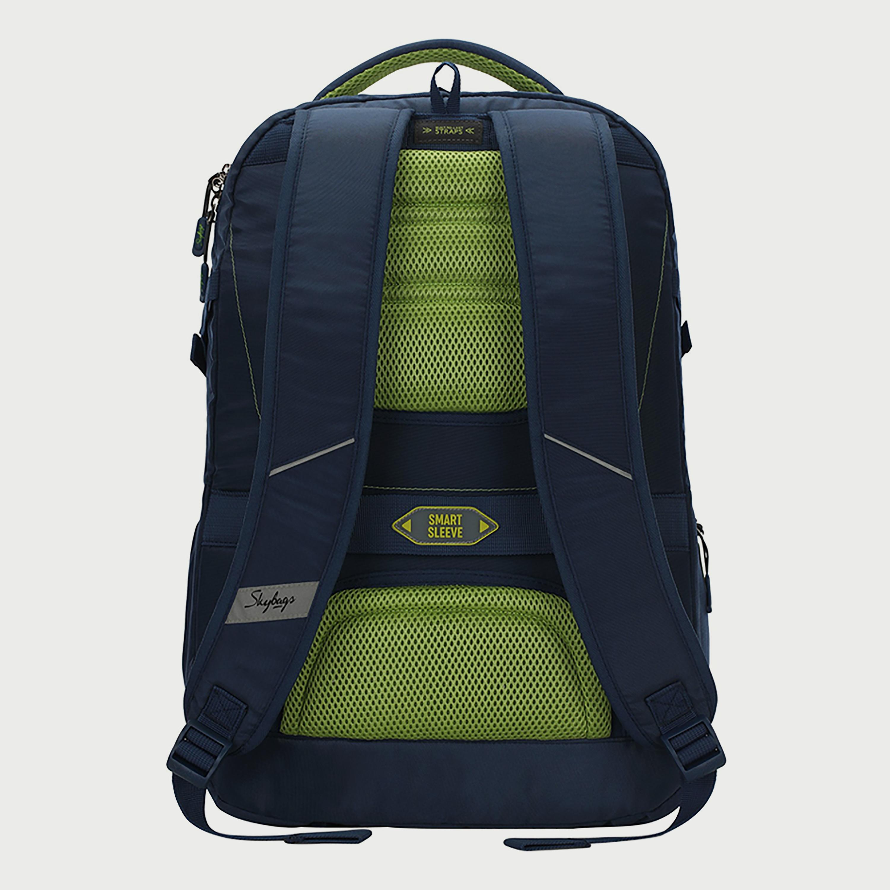 Skybags Solid Backpack with Padded Shoulder Straps and Back Panel Zip Closure in Blue-men-bags-image-4
