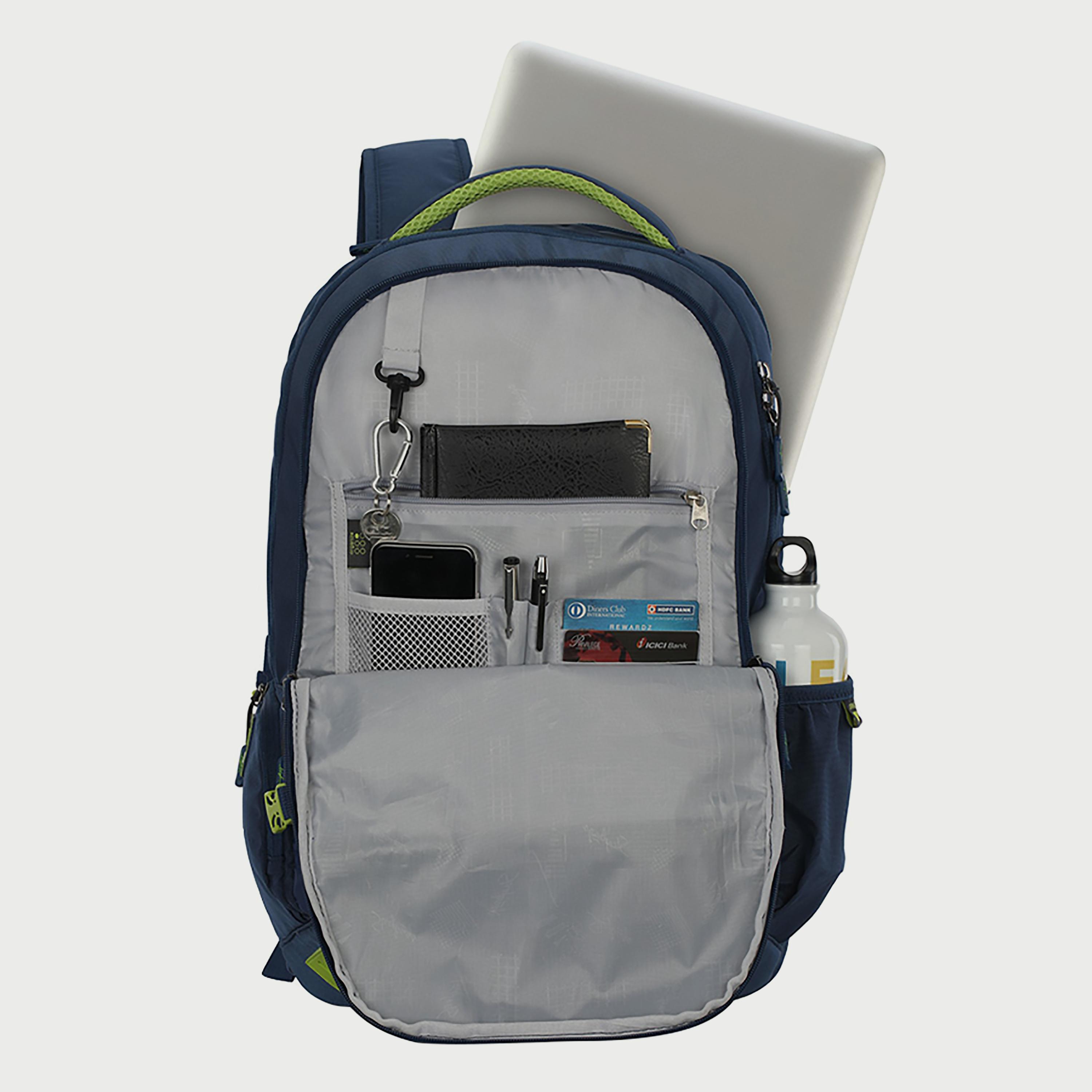 Skybags Solid Backpack with Padded Shoulder Straps and Back Panel Zip Closure in Blue-men-bags-image-5