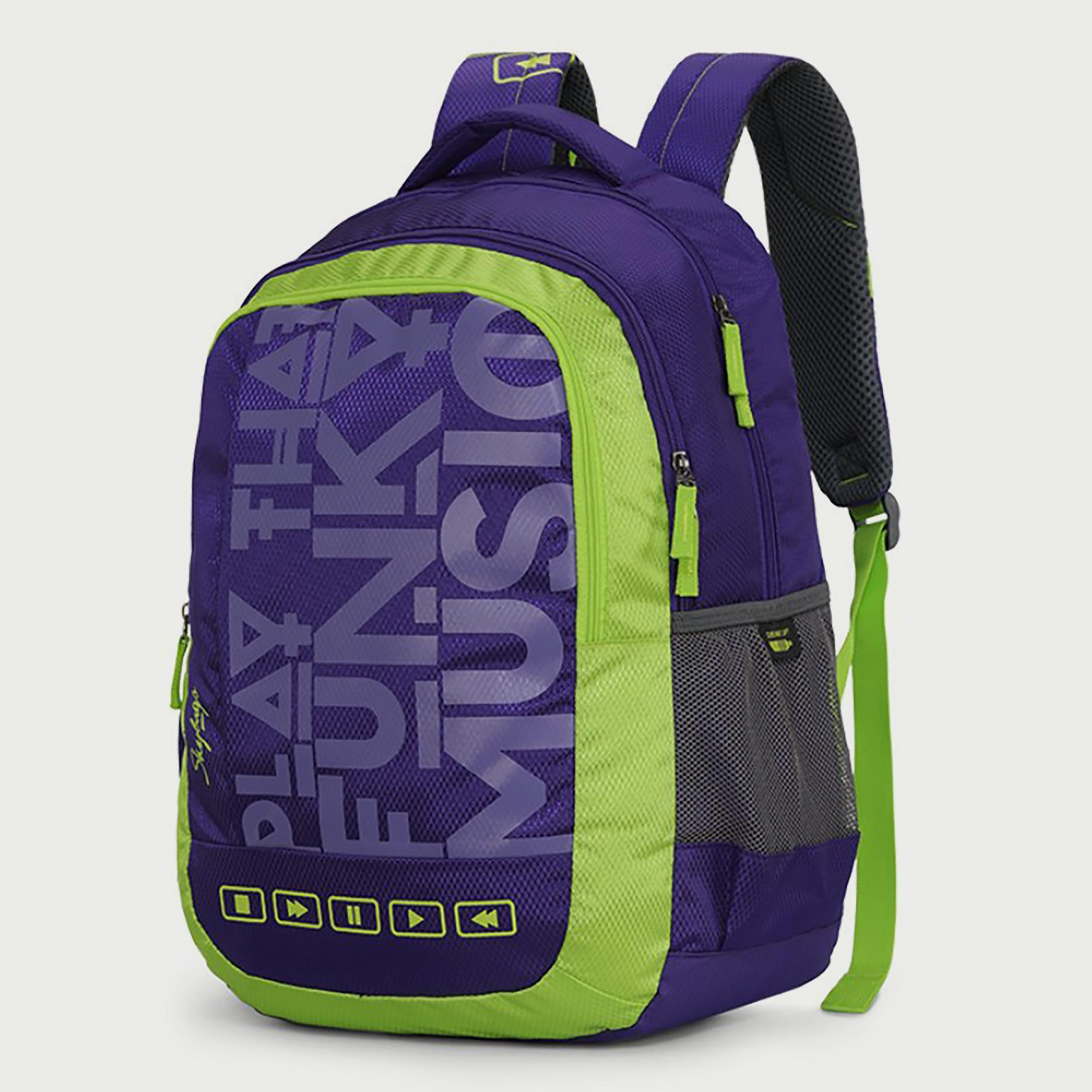 Skybags Printed Backpack with Padded Shoulder Straps and Back Panel Zip Closure in Purple-travel-luggagesandbags-backpacks-image-2