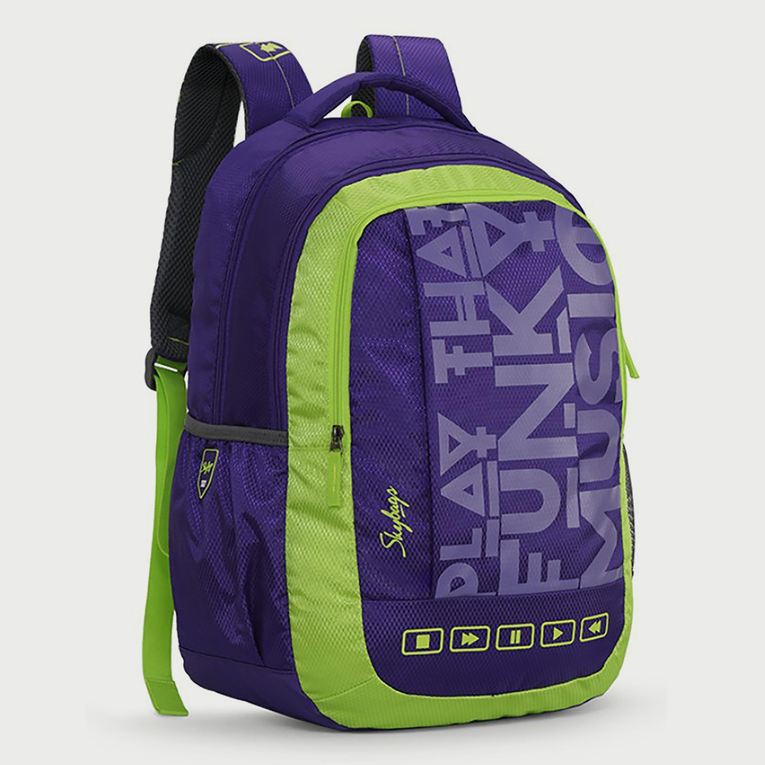 Skybags Printed Backpack with Padded Shoulder Straps and Back Panel Zip Closure in Purple-travel-luggagesandbags-backpacks-image-3