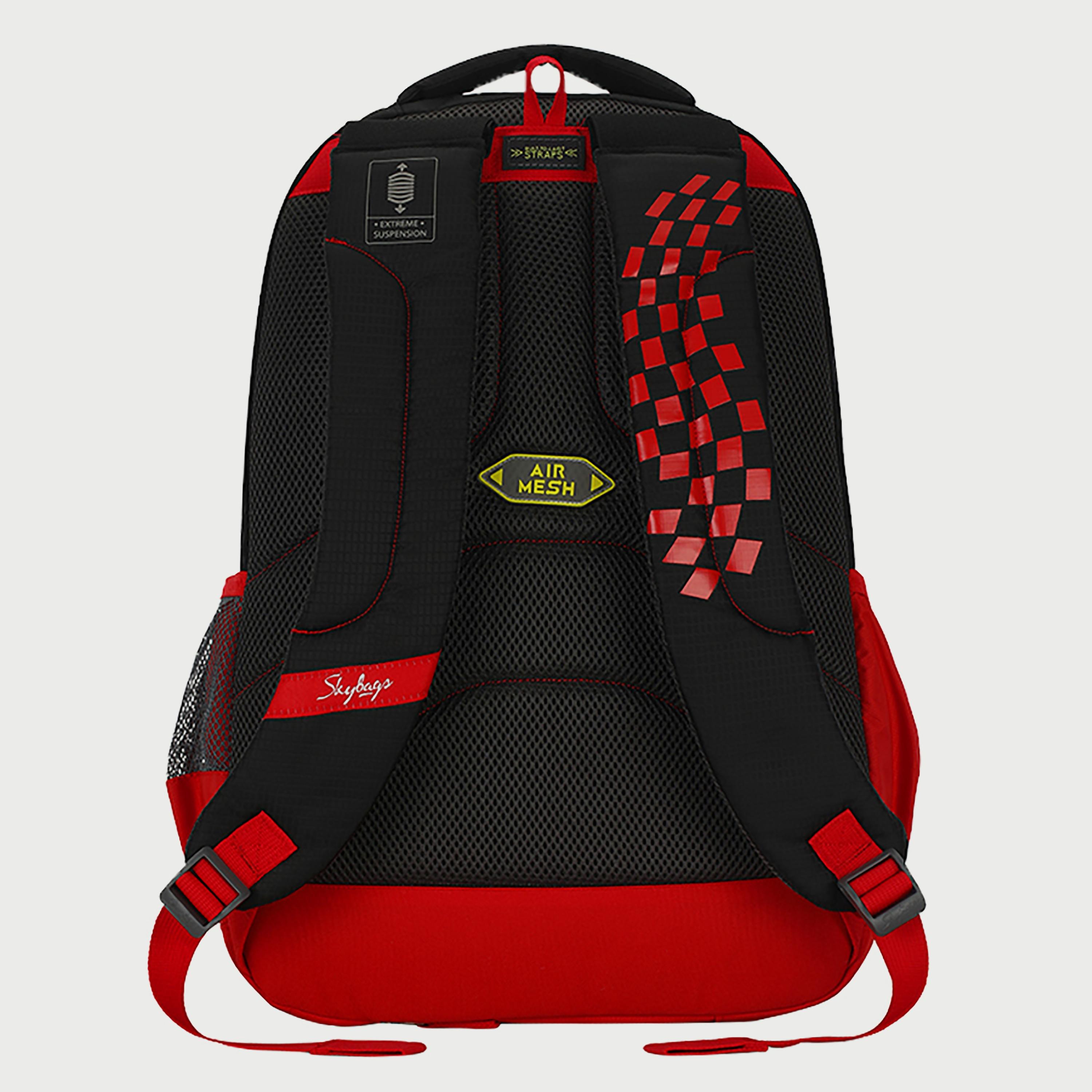 Skybags Logo Backpack with Padded Shoulder Straps and Back Panel Zip Closure in Black-travel-luggagesandbags-backpacks-image-4