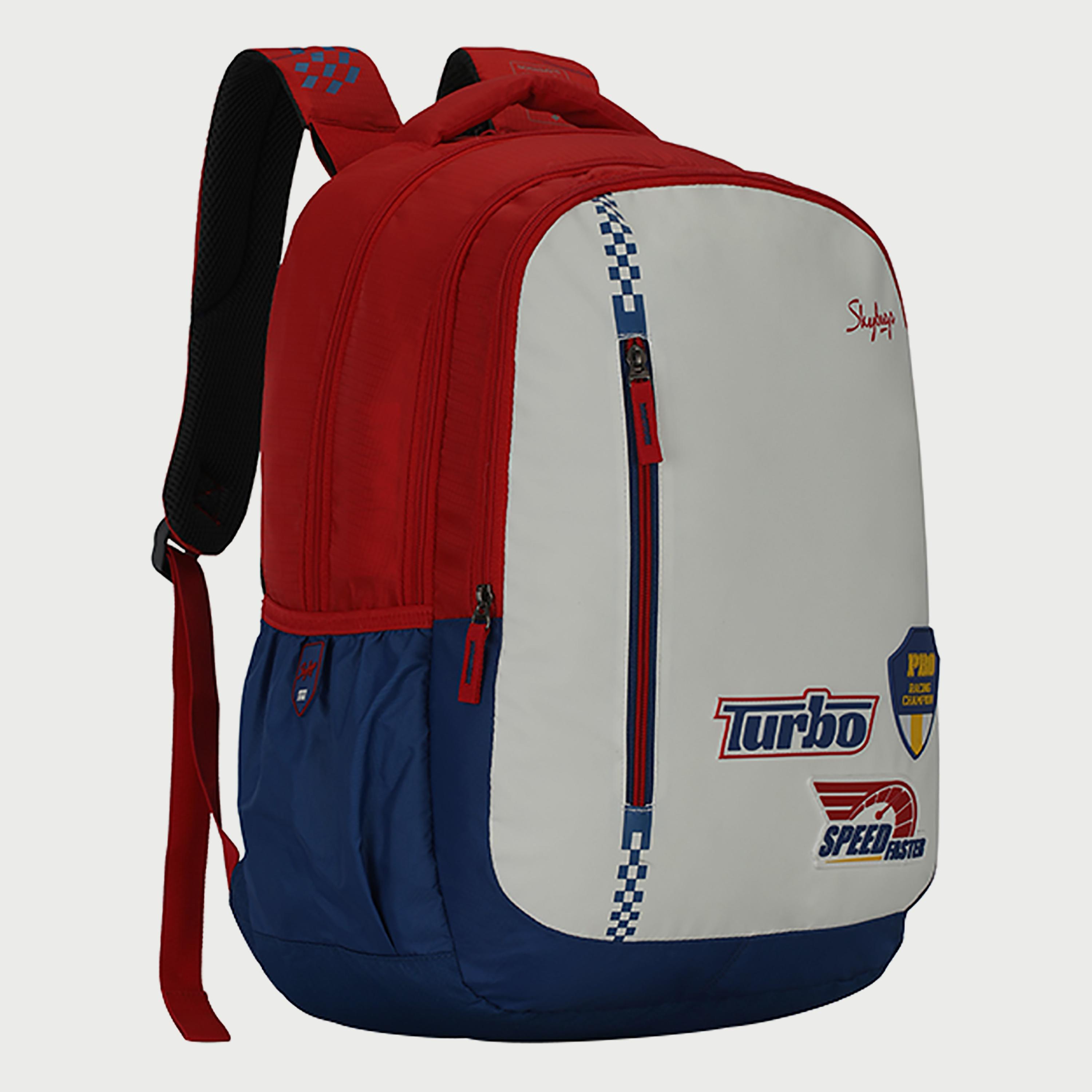Skybags Logo Backpack with Padded Shoulder Straps and Back Panel Zip Closure in White-travel-luggagesandbags-backpacks-image-3