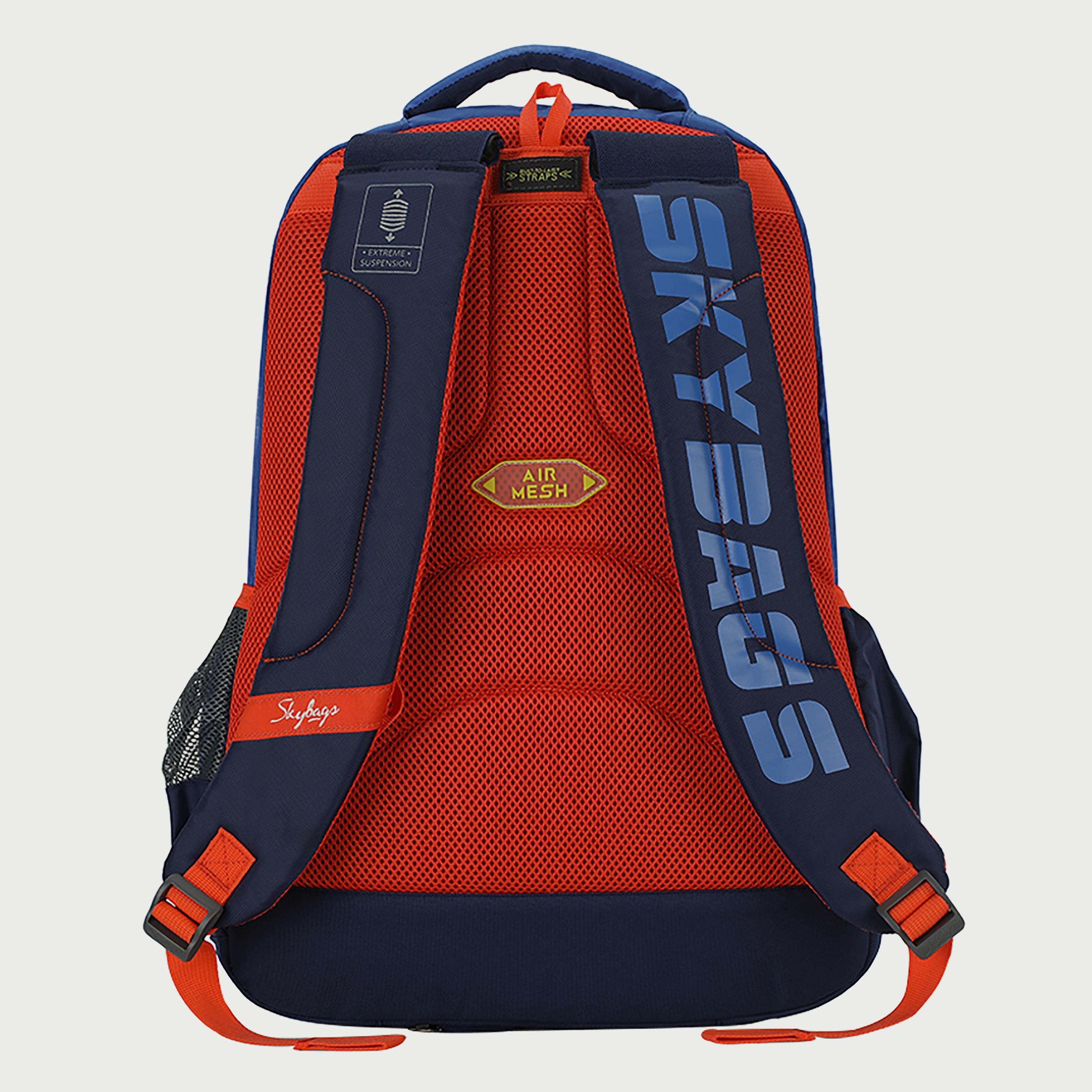 Skybags Logo Backpack with Padded Shoulder Straps and Back Panel Zip Closure in Blue-school-bagsandbackpacks-backpacks-image-4