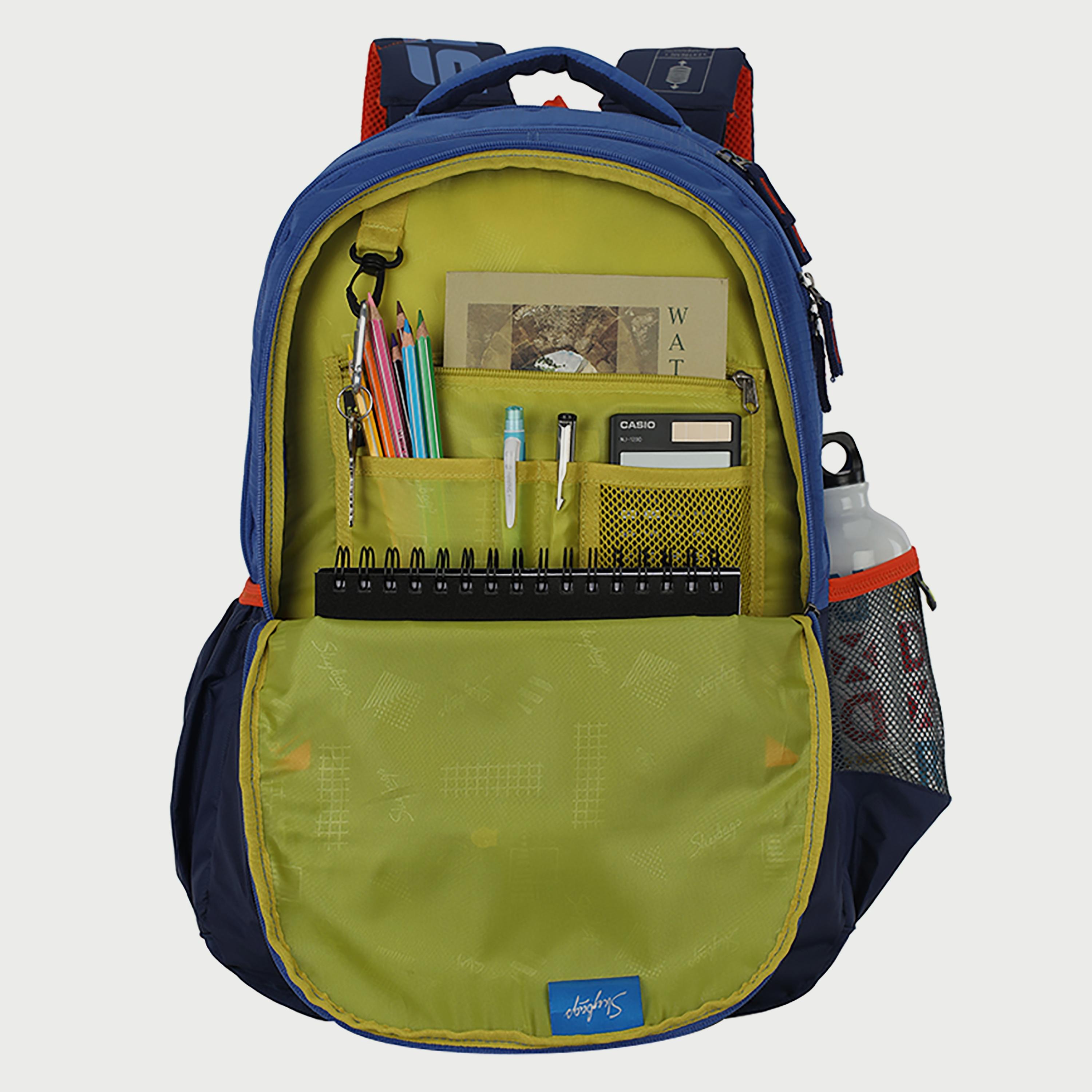 Skybags Logo Backpack with Padded Shoulder Straps and Back Panel Zip Closure in Blue-school-bagsandbackpacks-backpacks-image-5