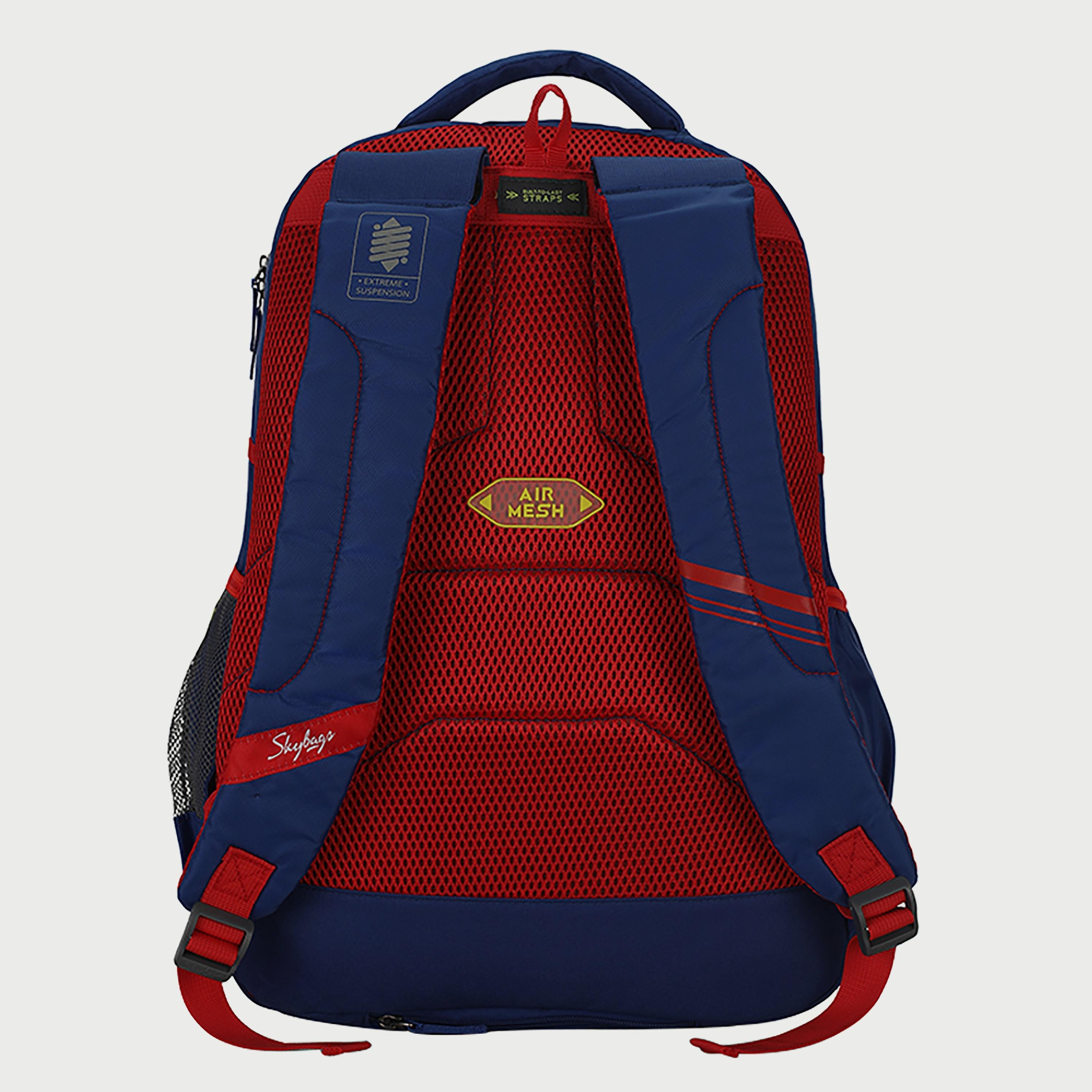 Skybags Logo Backpack with Padded Shoulder Straps and Back Panel Zip Closure in Red-travel-luggagesandbags-backpacks-image-4