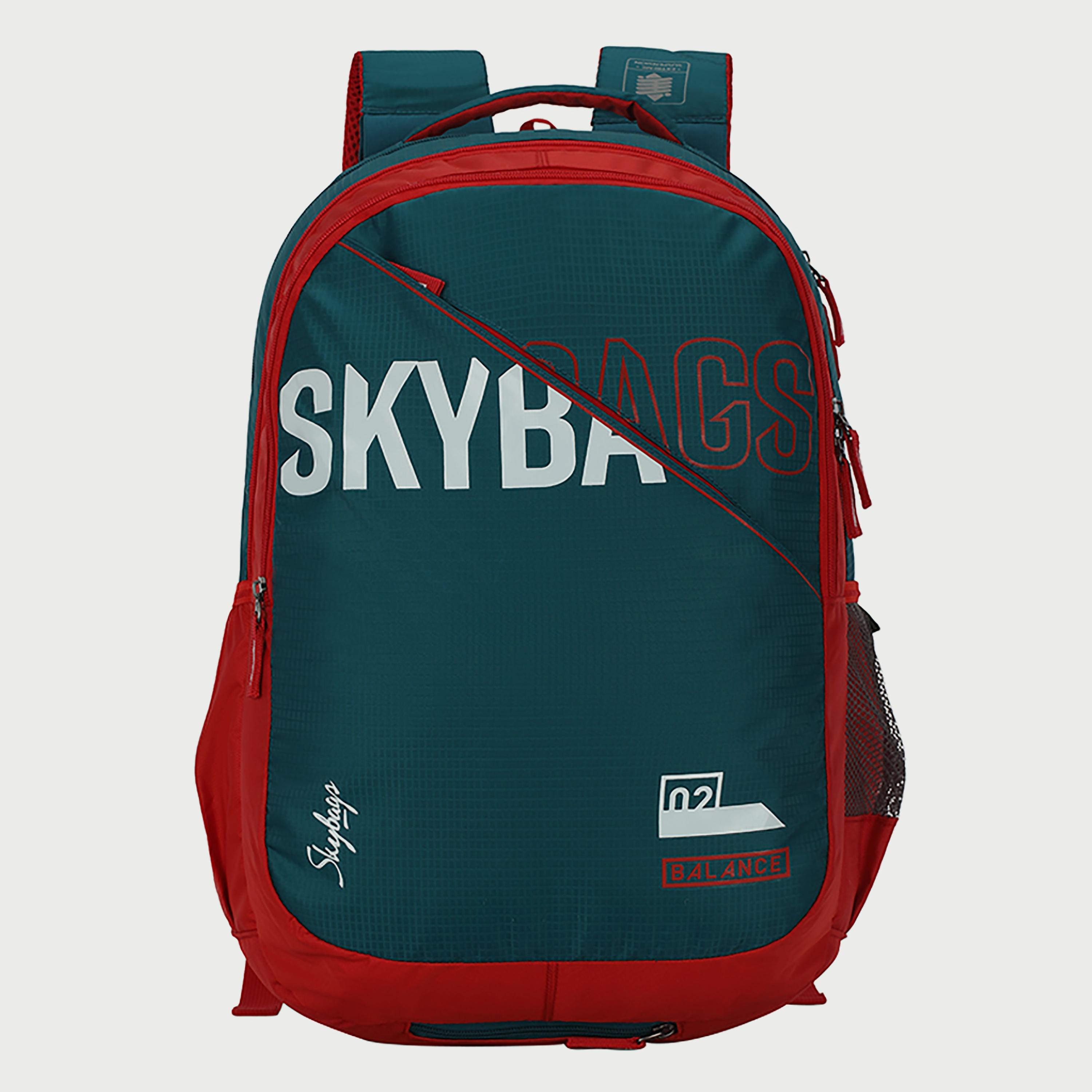 Skybags Logo Backpack with Padded Shoulder Straps and Back Panel Zip Closure in Green-men-bags-image-1