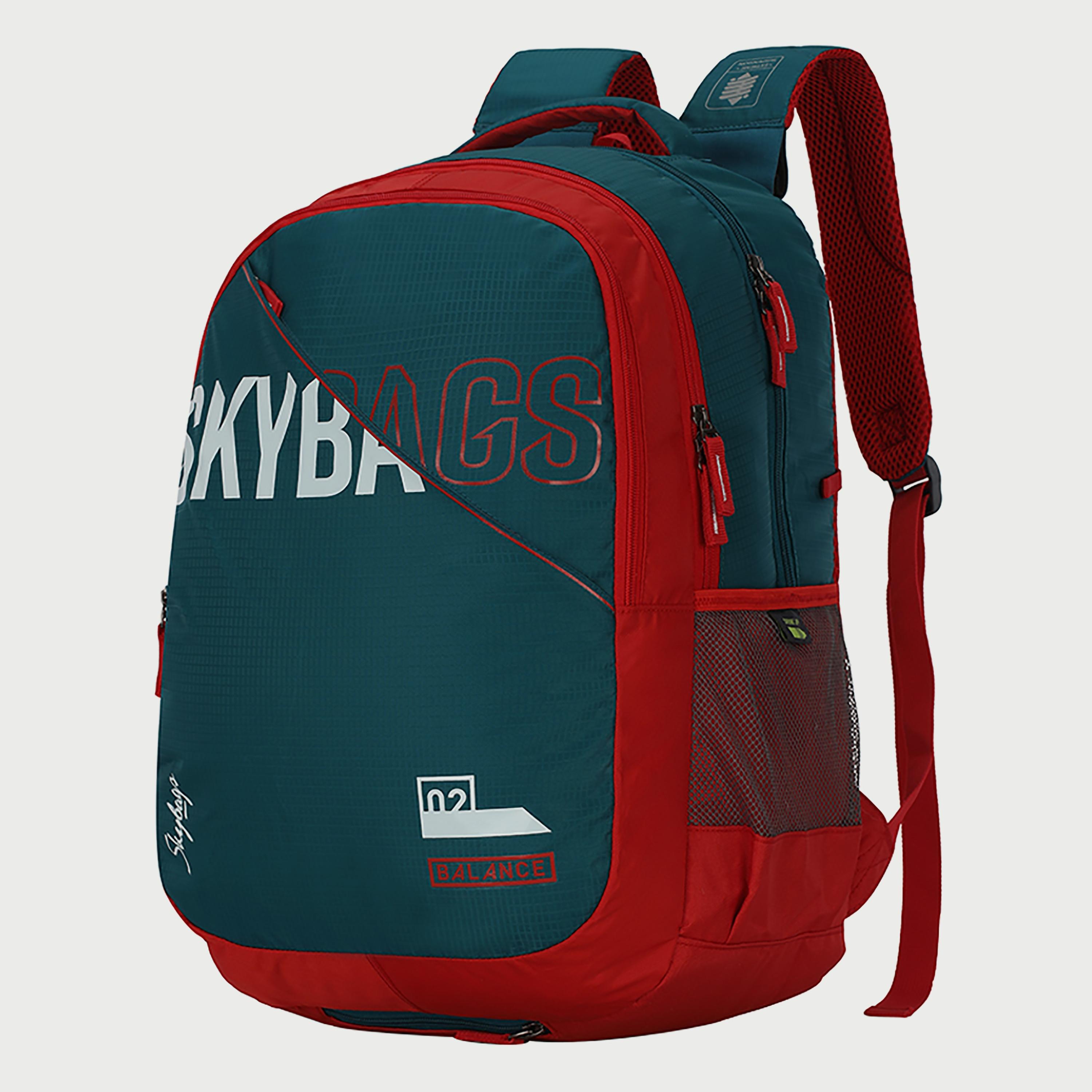 Skybags Logo Backpack with Padded Shoulder Straps and Back Panel Zip Closure in Green-men-bags-image-2