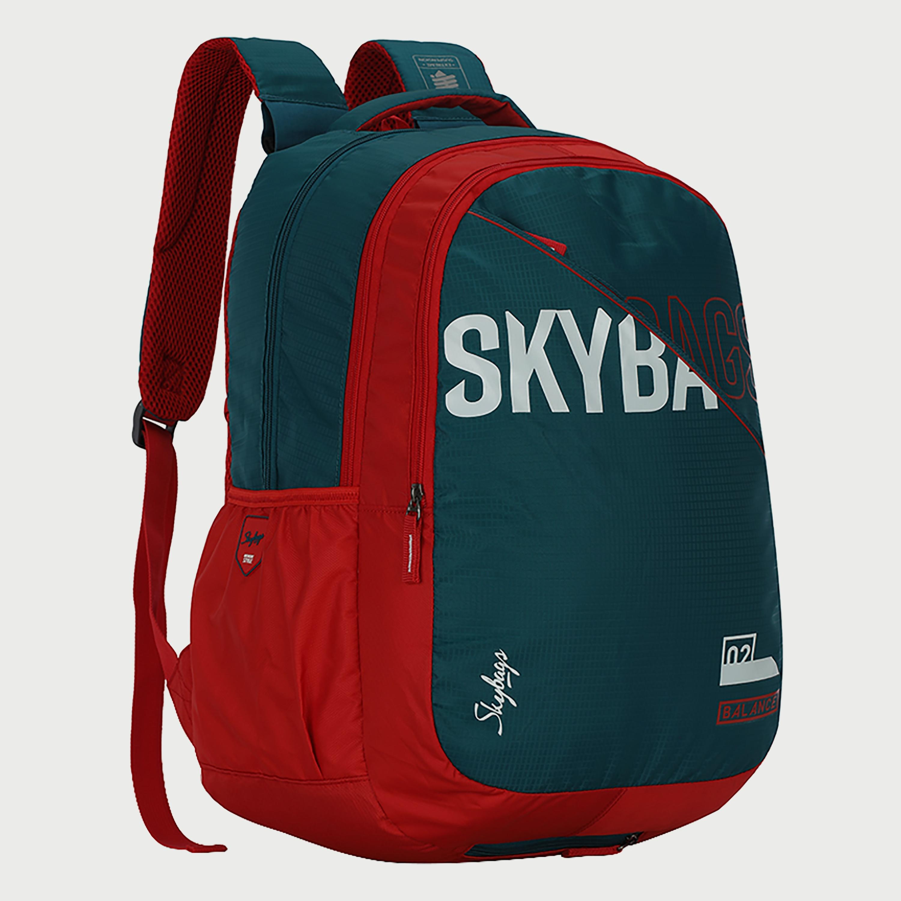 Skybags Logo Backpack with Padded Shoulder Straps and Back Panel Zip Closure in Green-men-bags-image-3