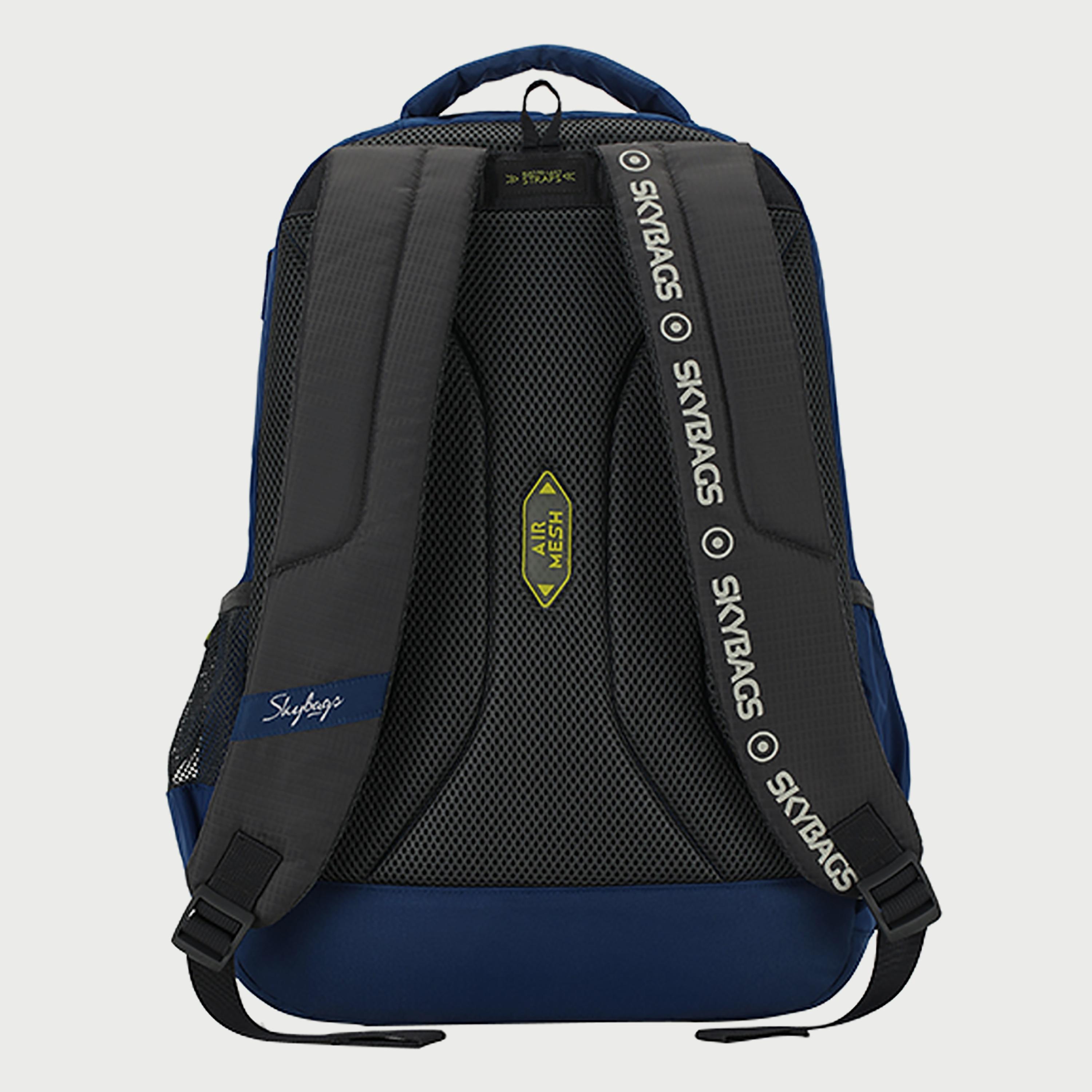 Skybags Logo Backpack with Padded Shoulder Straps and Back Panel Zip Closure in Blue-travel-luggagesandbags-backpacks-image-4