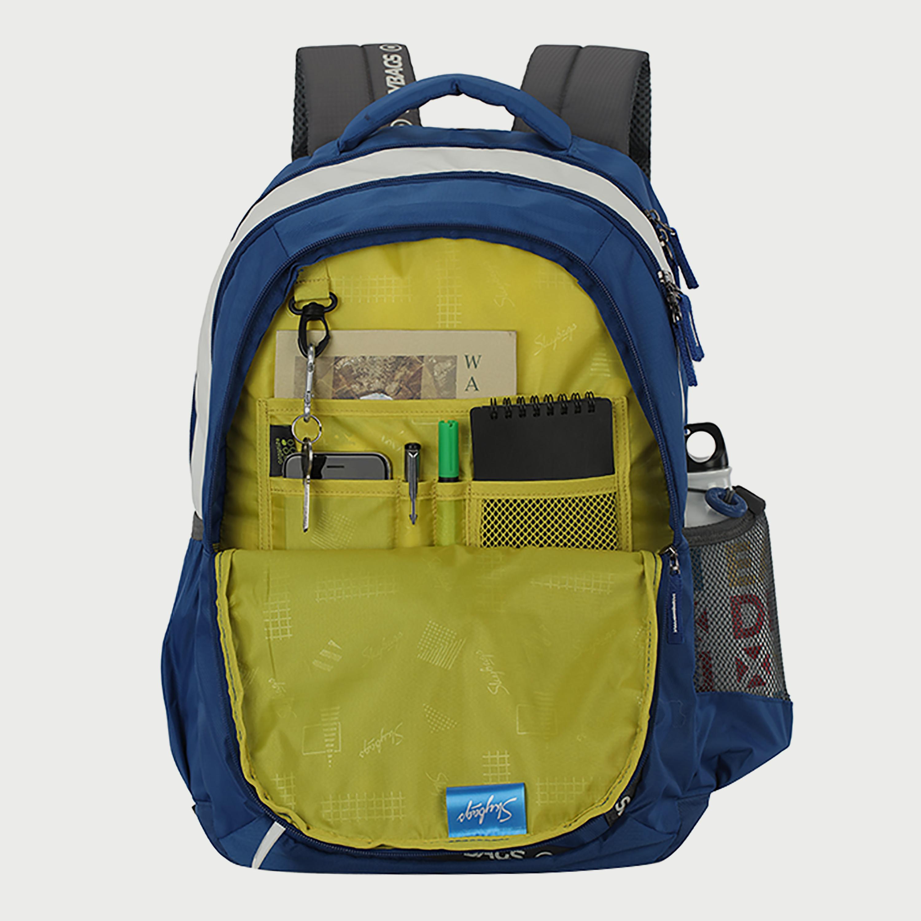 Skybags Logo Backpack with Padded Shoulder Straps and Back Panel Zip Closure in Blue-travel-luggagesandbags-backpacks-image-5