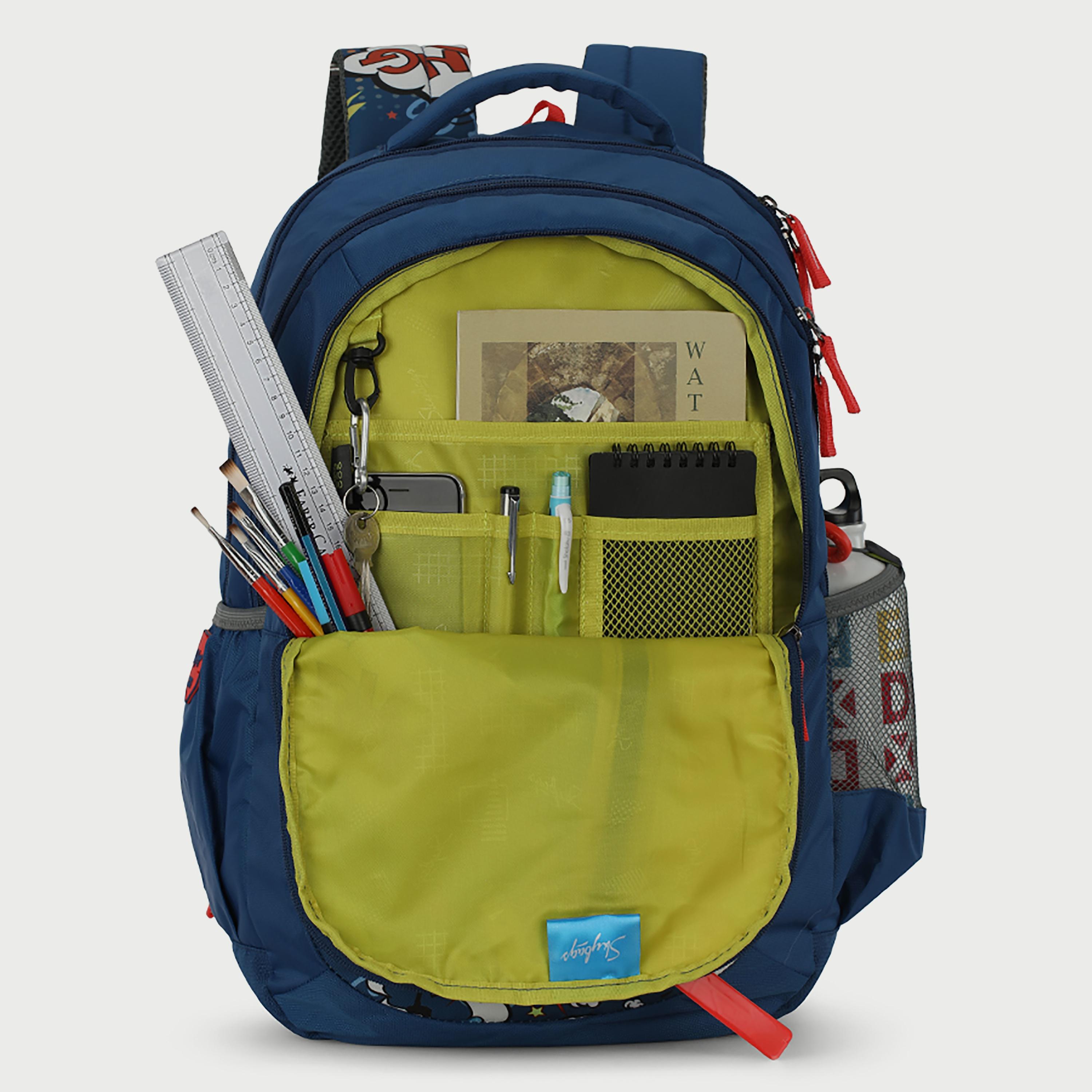 Skybags Printed Backpack with Padded Shoulder Straps and Back Panel Zip Closure in Blue-travel-luggagesandbags-backpacks-image-5