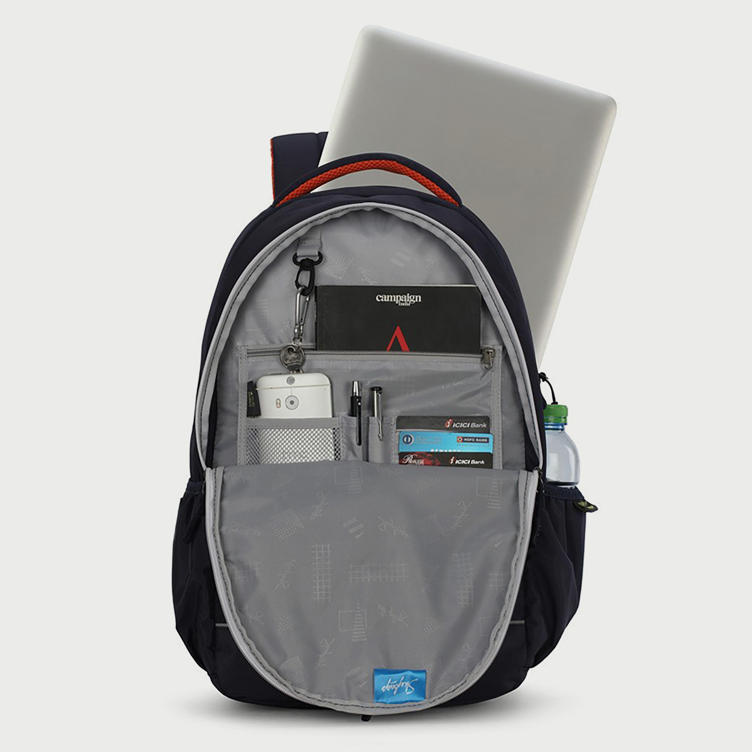 حقيبة ظهر تحمل شعار Skybags مع أحزمة كتف مبطنة وإغلاق بسحاب على اللوحة الخلفية باللون الأزرق الداكن-school-bagsandbackpacks-backpacks-image-5