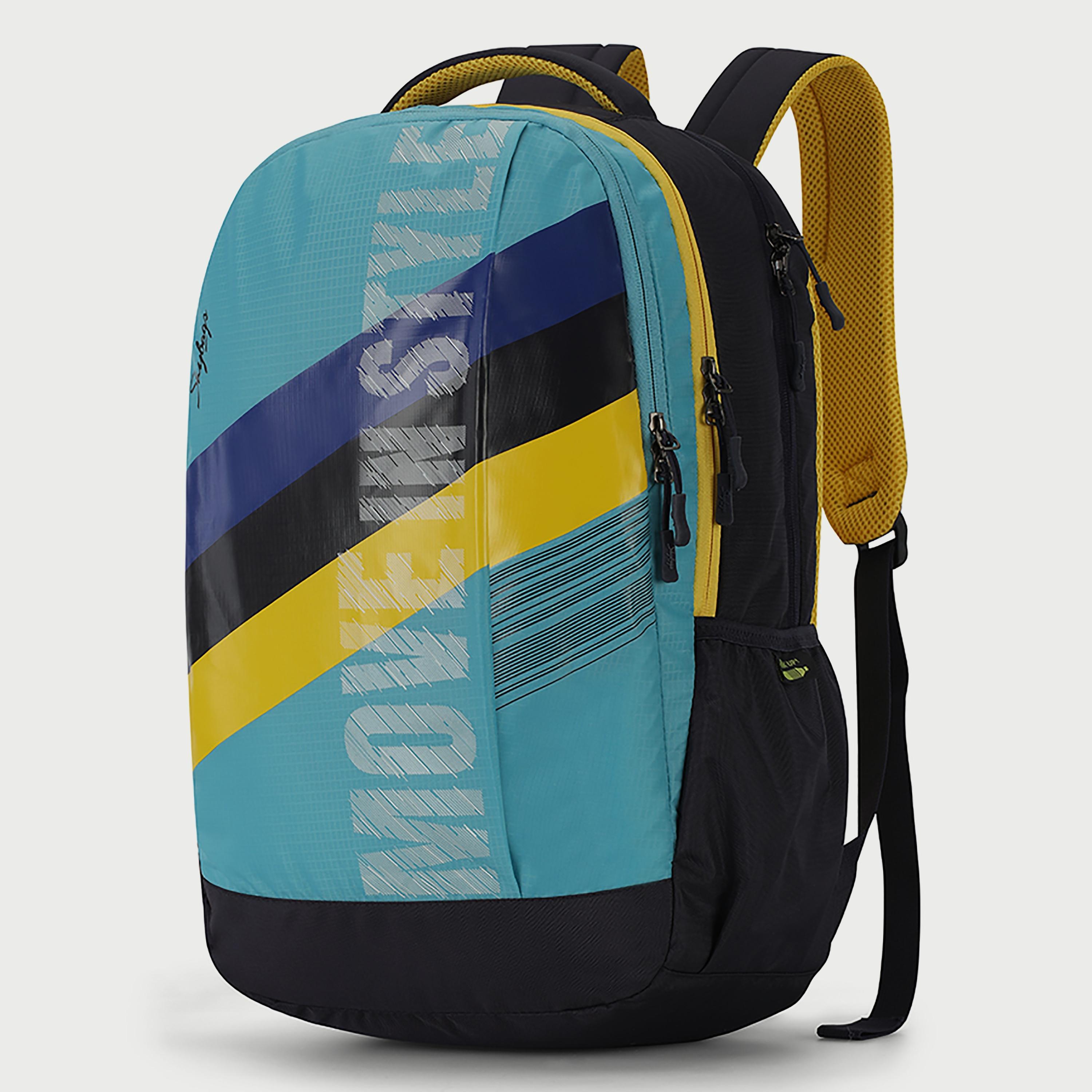 Skybags Logo Backpack with Padded Shoulder Straps and Back Panel Zip Closure in Blue-travel-luggagesandbags-backpacks-image-2