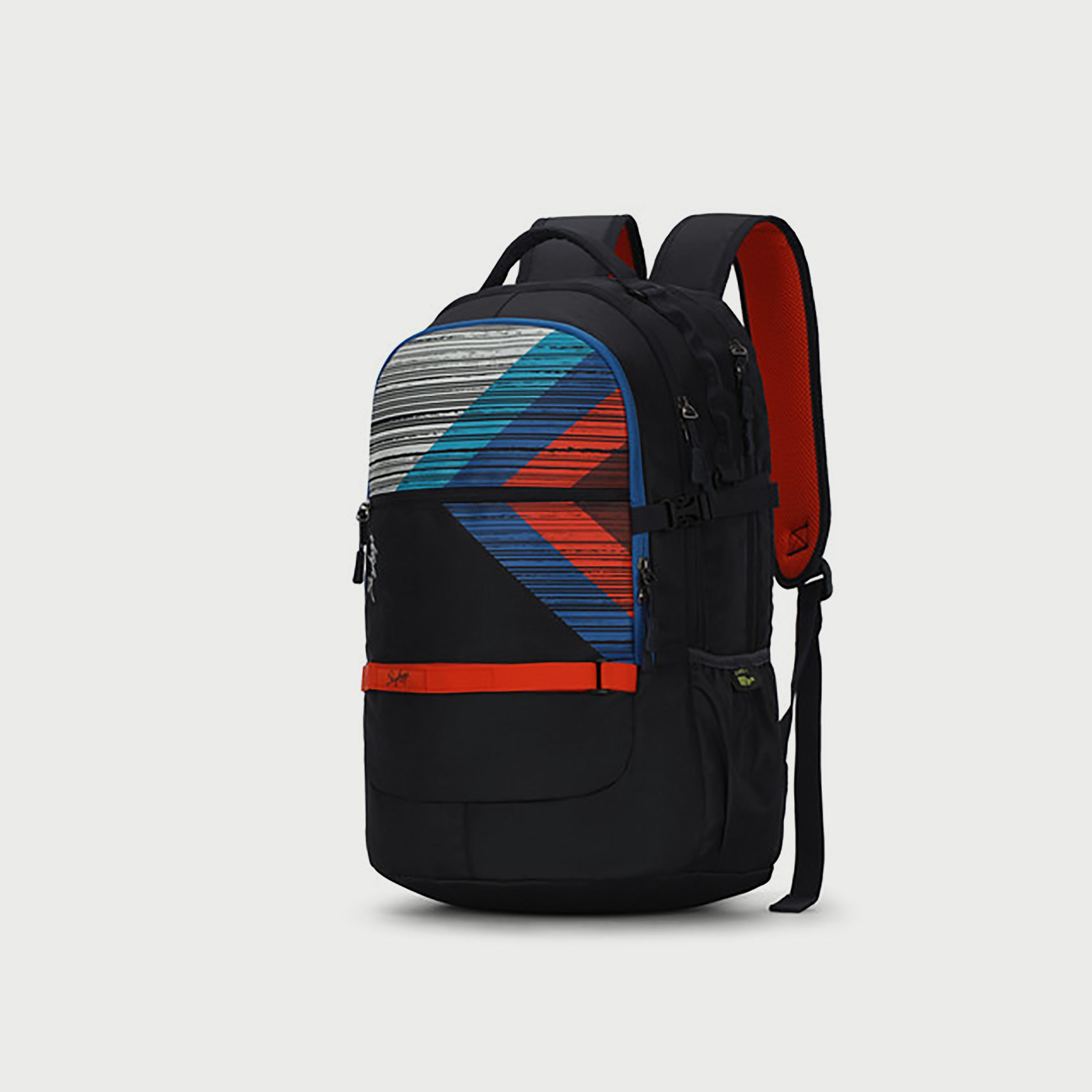 حقيبة ظهر Skybags مخططة مع أحزمة كتف مبطنة ولوحة خلفية بسحاب للإغلاق باللون الأسود-school-bagsandbackpacks-backpacks-image-2