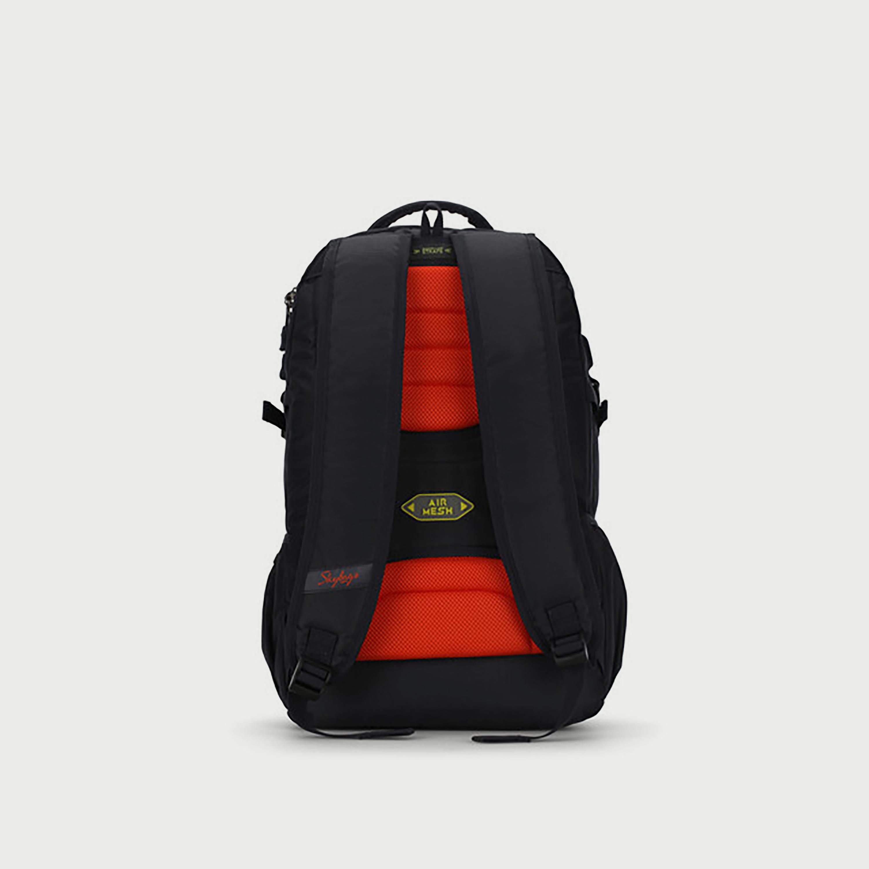 Skybags Striped Backpack with Padded Shoulder Straps and Back Panel Zip Closure in Black-school-bagsandbackpacks-backpacks-image-4