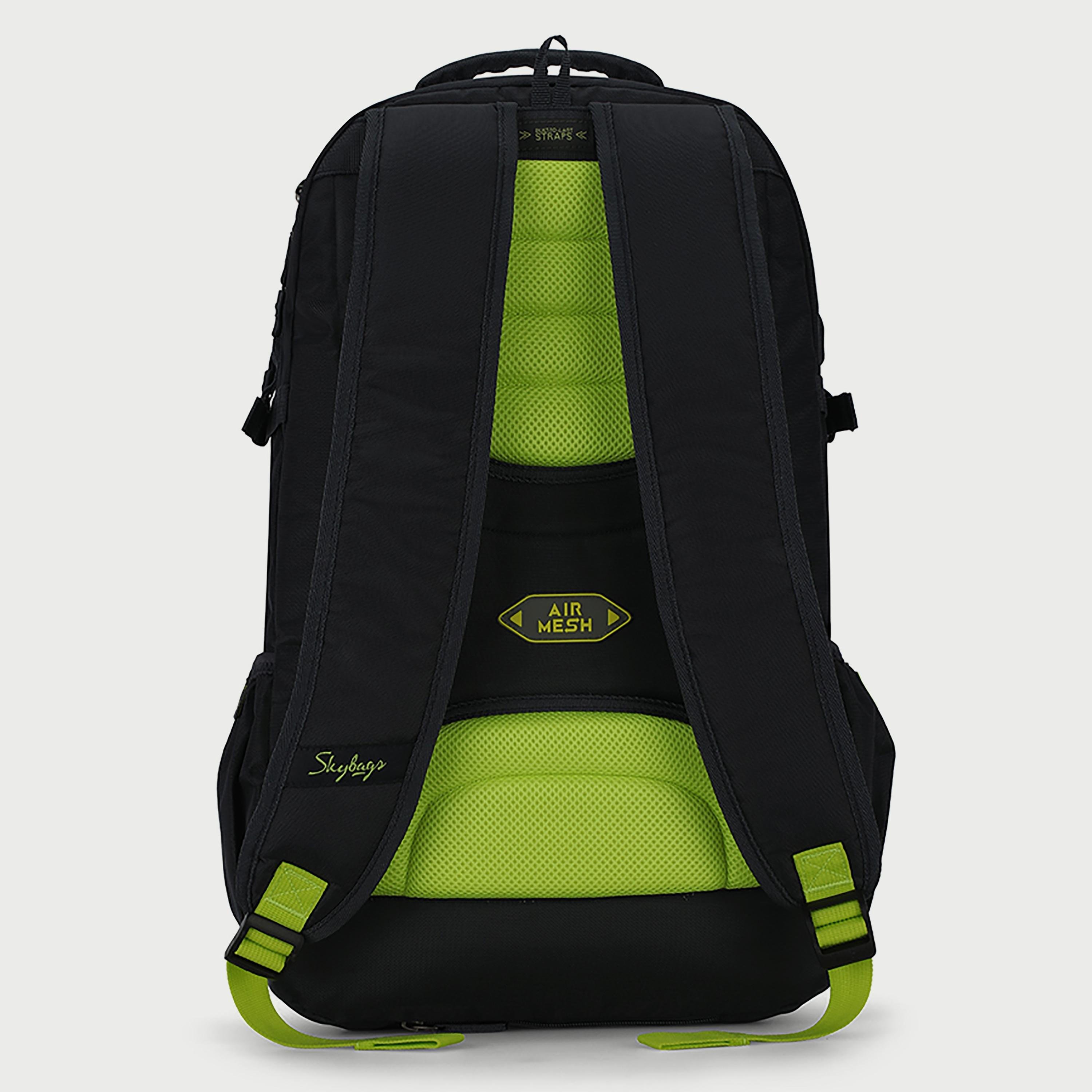 حقيبة ظهر Skybags مخططة مع أحزمة كتف مبطنة ولوحة خلفية بسحاب للإغلاق باللون الرمادي-school-bagsandbackpacks-backpacks-image-4