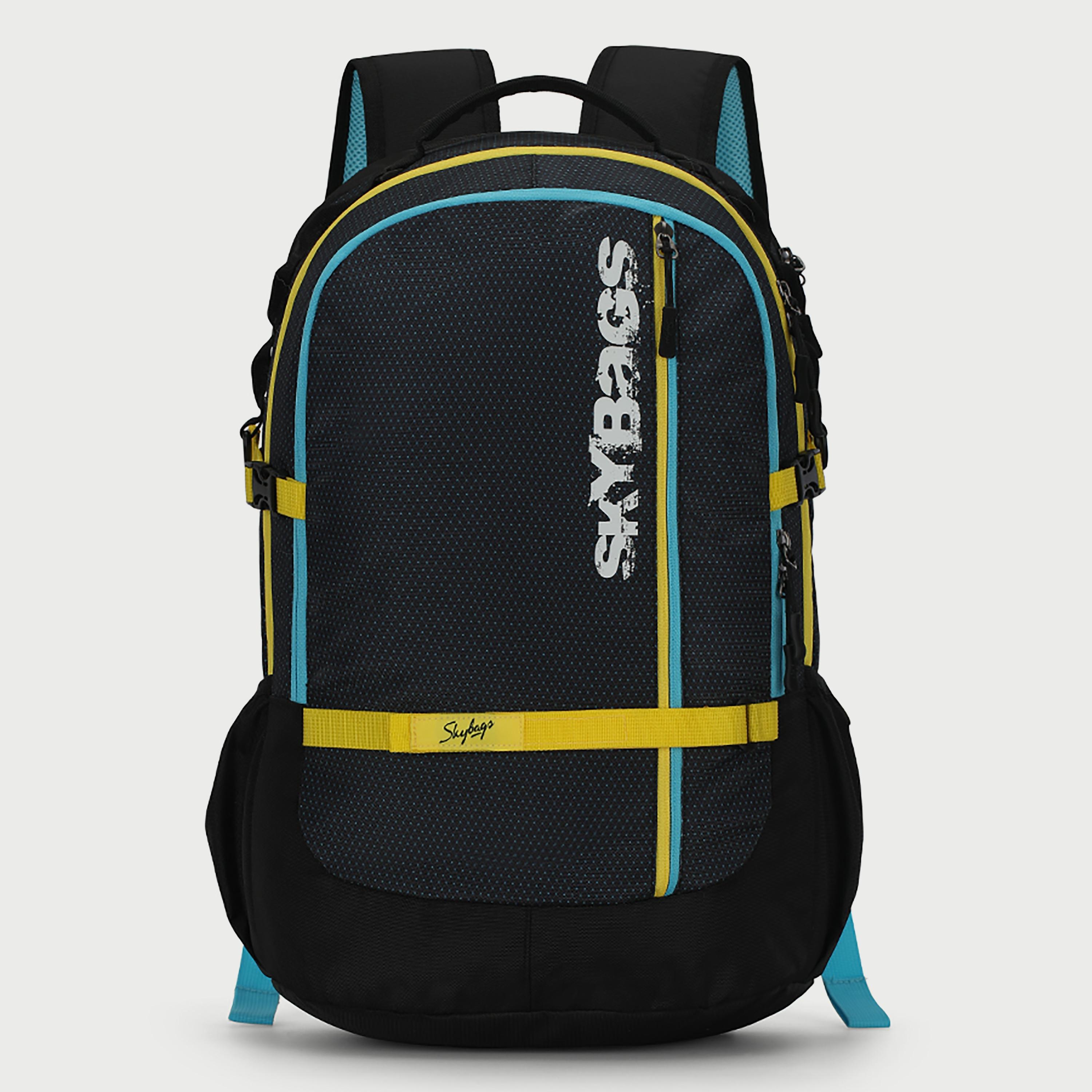 حقيبة ظهر تحمل شعار Skybags مع أحزمة كتف مبطنة وإغلاق بسحاب على اللوحة الخلفية باللون الأسود-school-bagsandbackpacks-backpacks-image-1