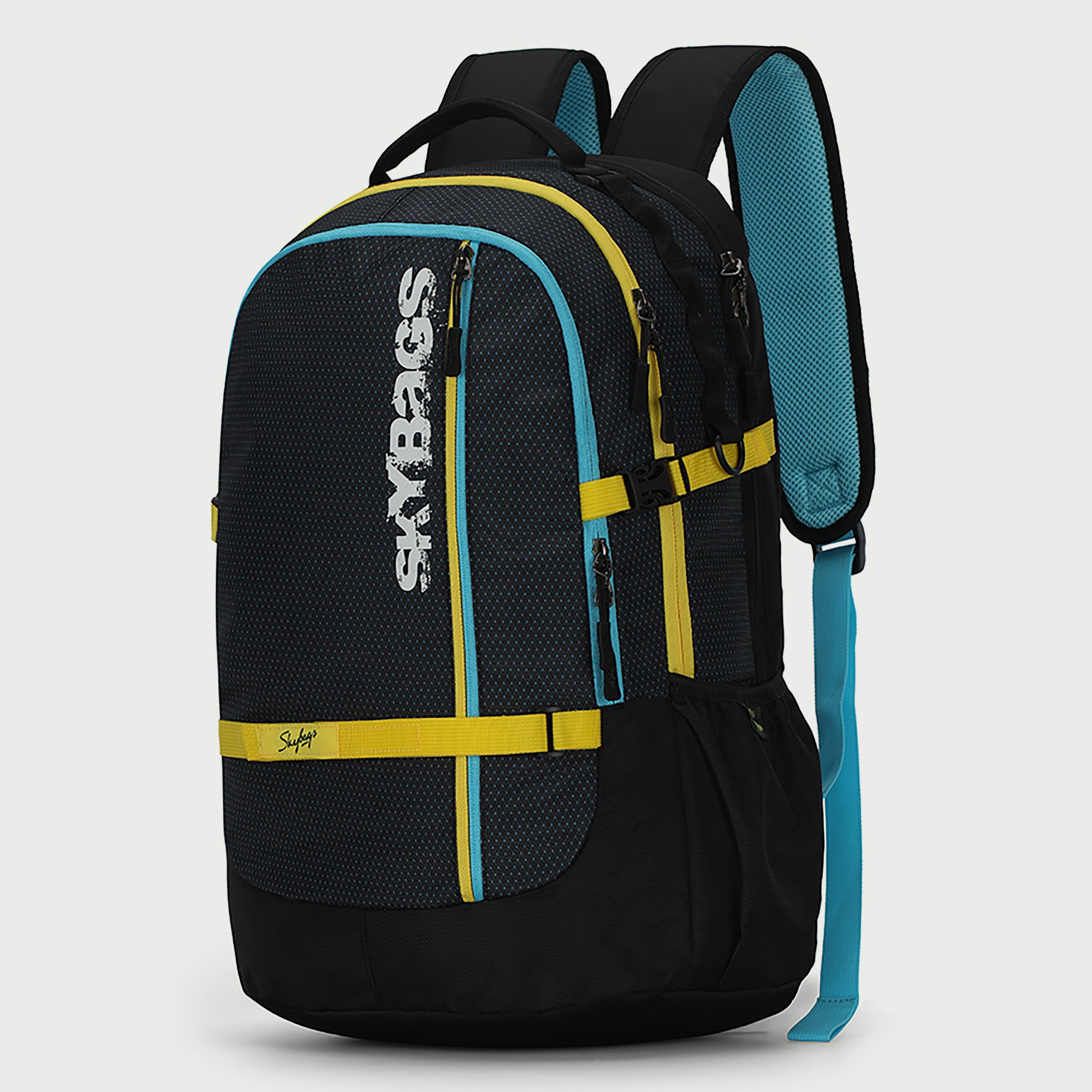 حقيبة ظهر تحمل شعار Skybags مع أحزمة كتف مبطنة وإغلاق بسحاب على اللوحة الخلفية باللون الأسود-school-bagsandbackpacks-backpacks-image-2