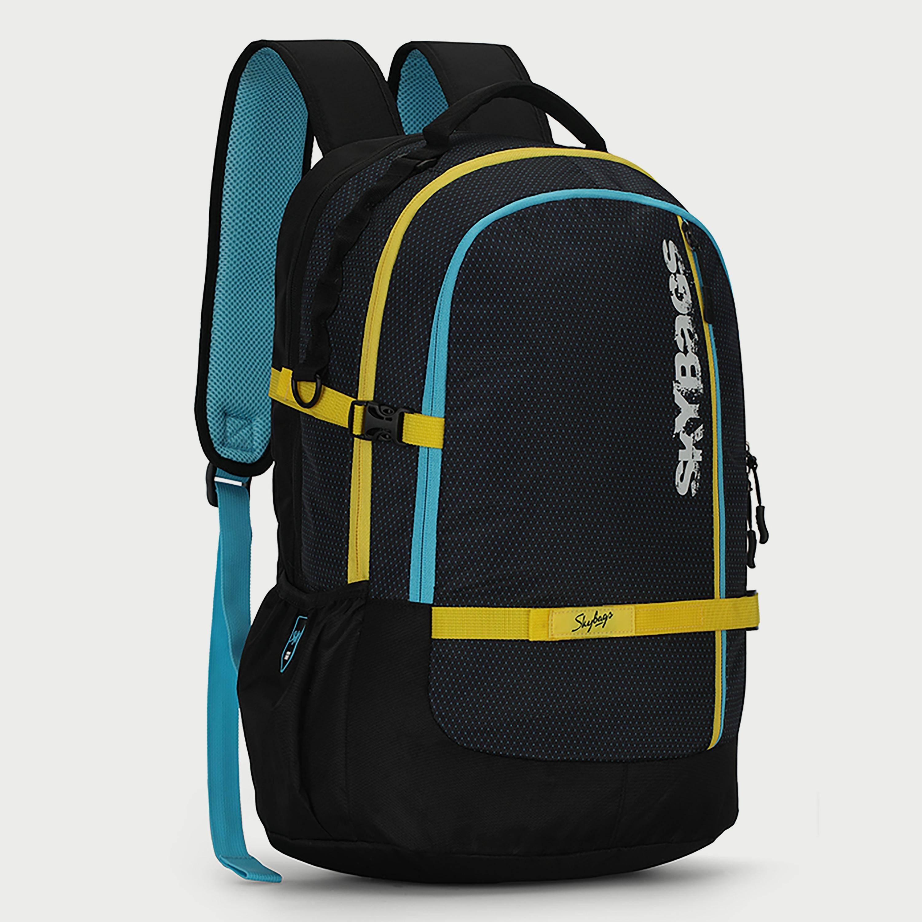 حقيبة ظهر تحمل شعار Skybags مع أحزمة كتف مبطنة وإغلاق بسحاب على اللوحة الخلفية باللون الأسود-school-bagsandbackpacks-backpacks-image-3