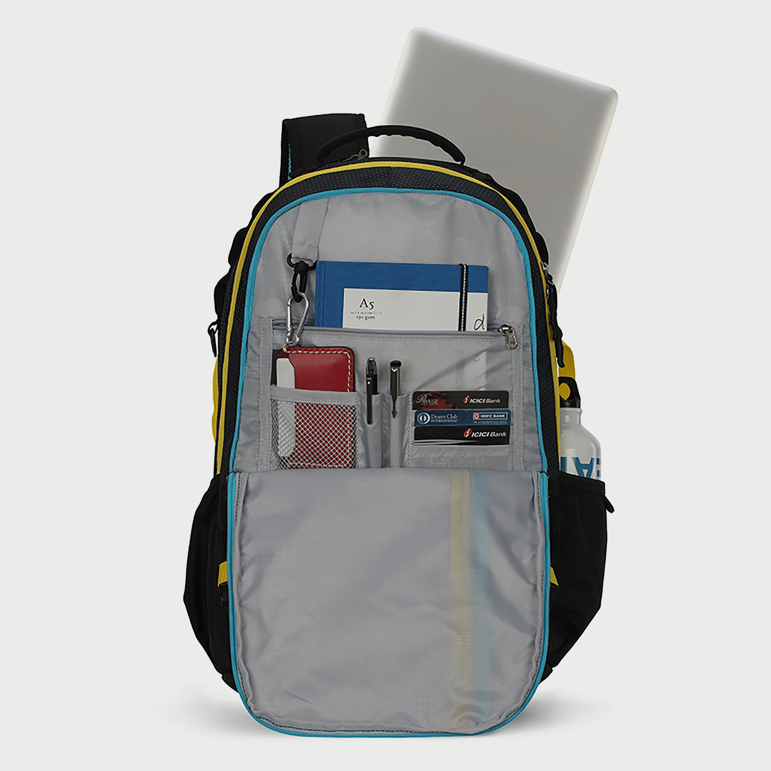 Skybags Logo Backpack with Padded Shoulder Straps and Back Panel Zip Closure in Black-school-bagsandbackpacks-backpacks-image-5