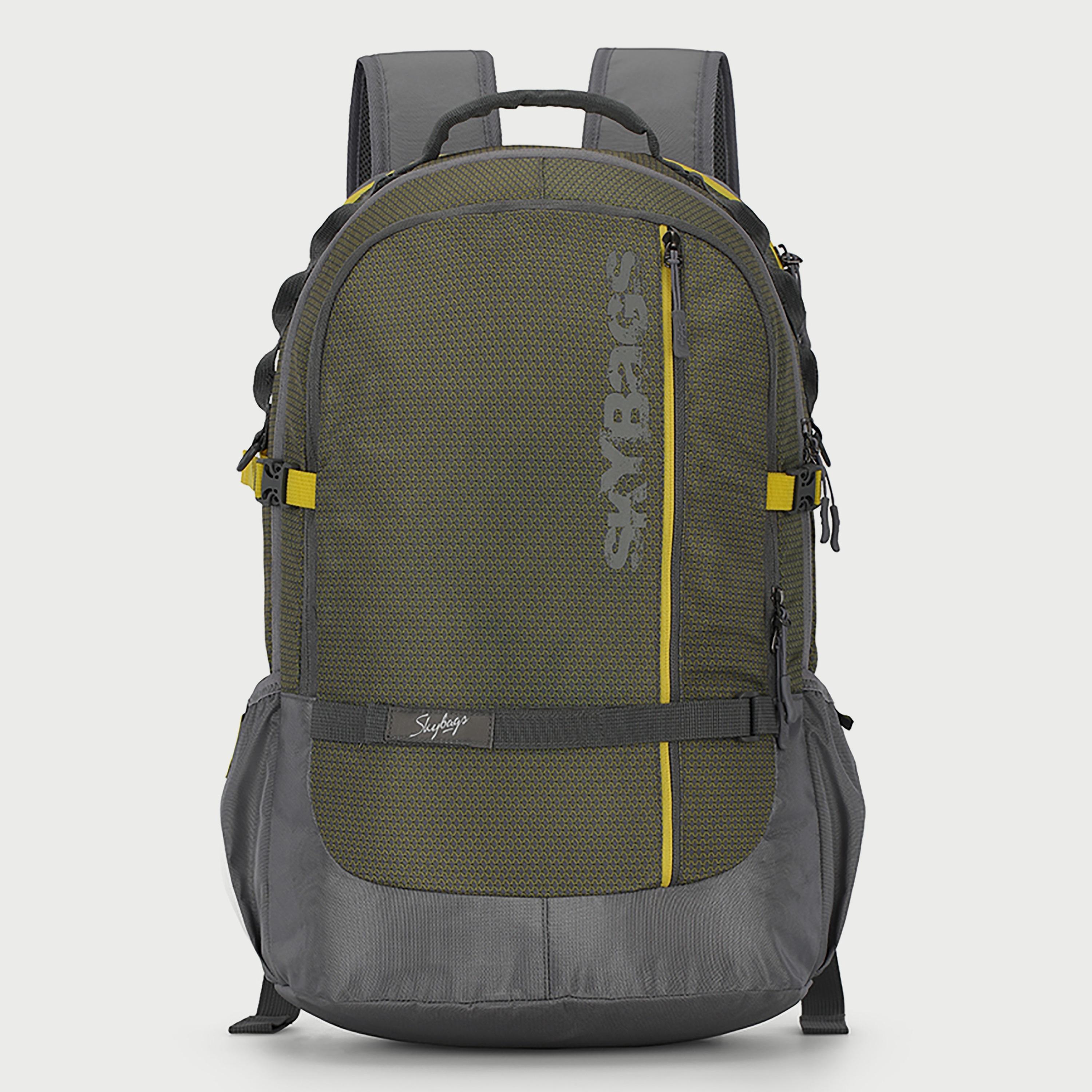 حقيبة ظهر تحمل شعار Skybags مع أحزمة كتف مبطنة ولوحة خلفية بسحاب للإغلاق باللون الزيتوني-travel-luggagesandbags-backpacks-image-1