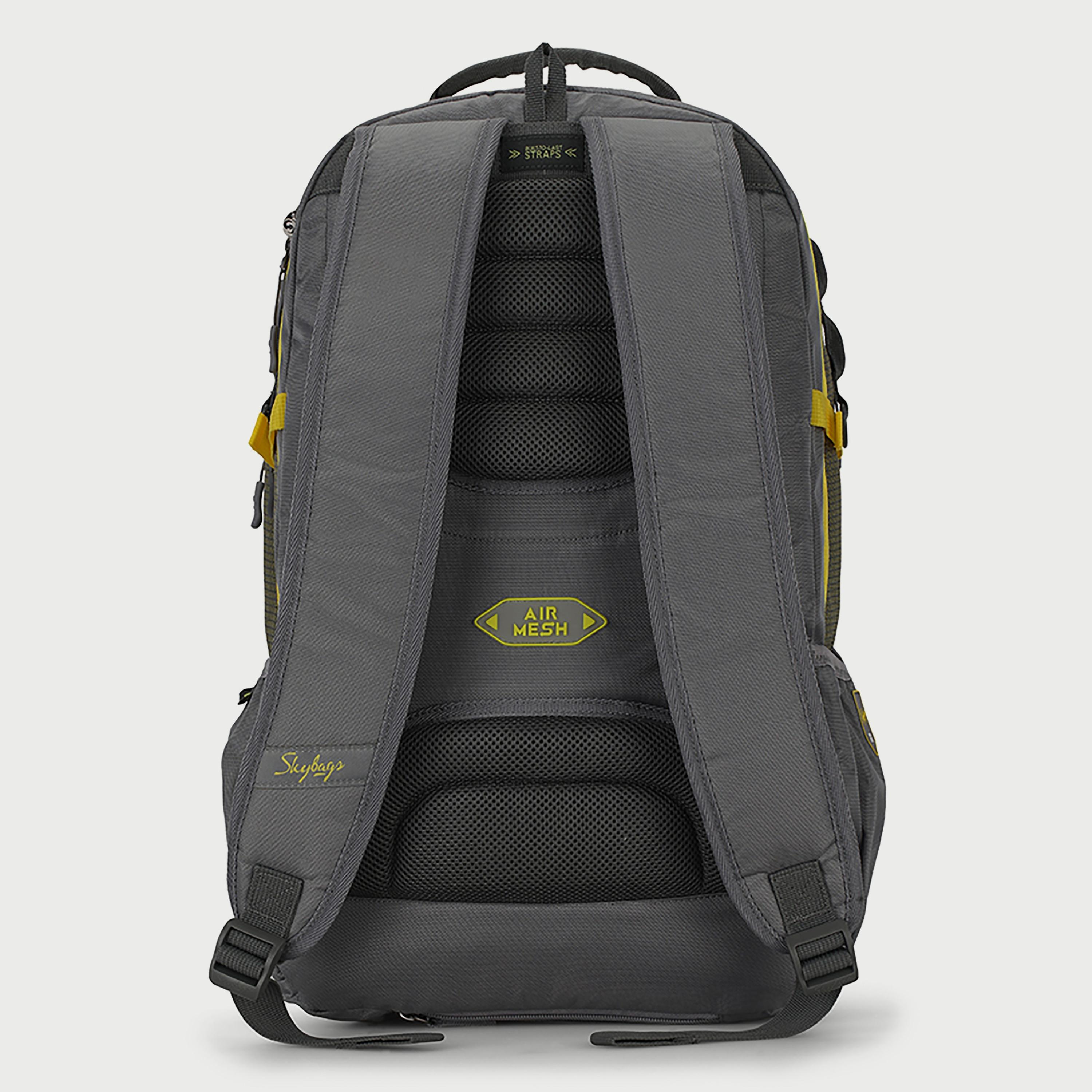 Skybags Logo Backpack with Padded Shoulder Straps and Back Panel Zip Closure in Olive-travel-luggagesandbags-backpacks-image-4