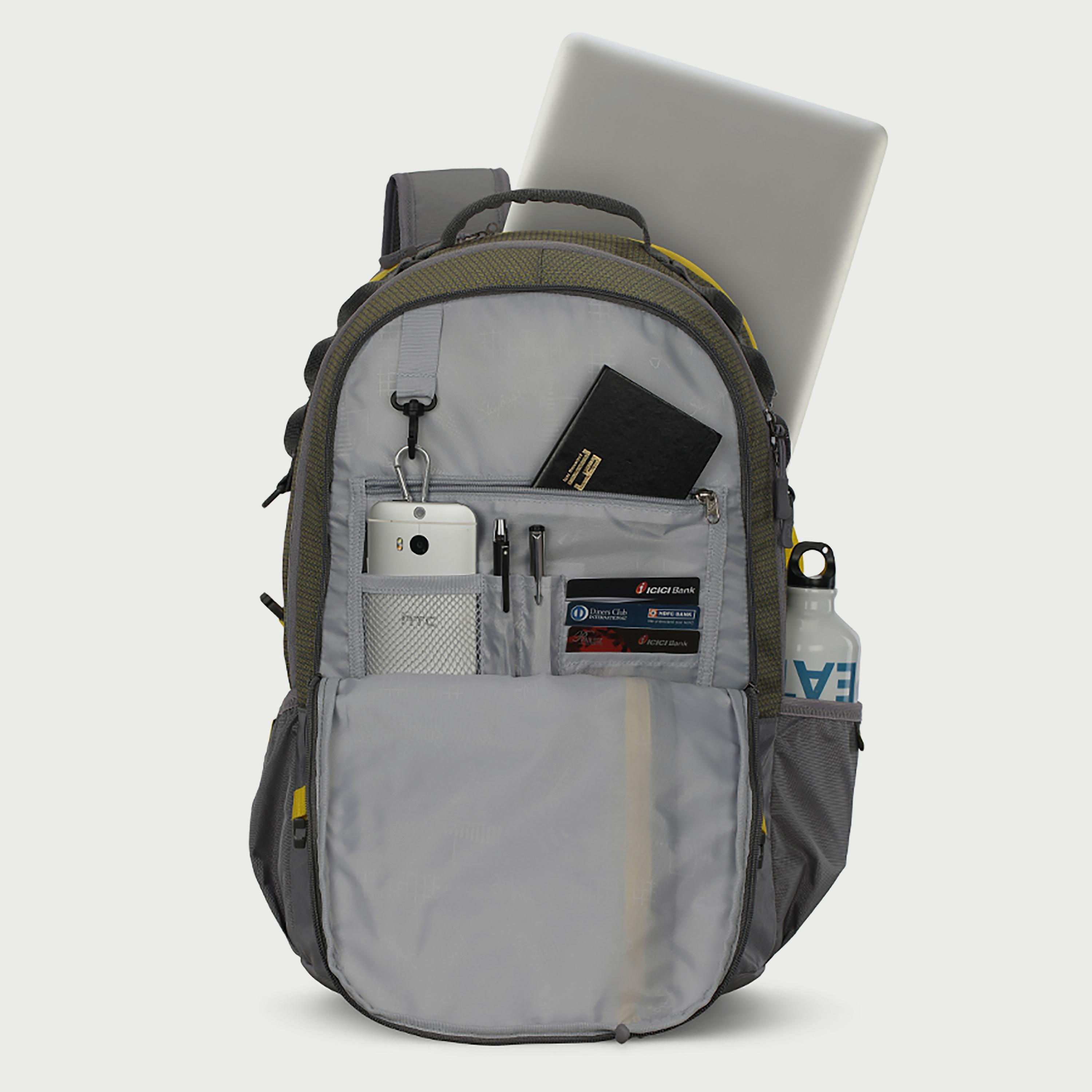 Skybags Logo Backpack with Padded Shoulder Straps and Back Panel Zip Closure in Olive-travel-luggagesandbags-backpacks-image-5