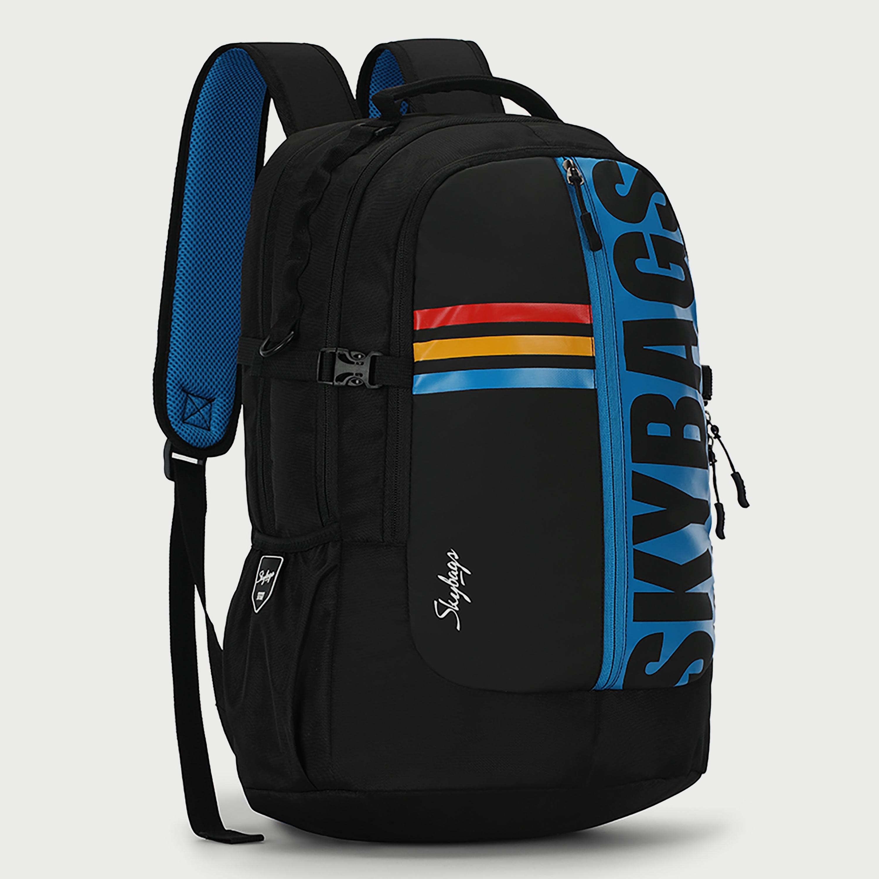 حقيبة ظهر تحمل شعار Skybags مع أحزمة كتف مبطنة وإغلاق بسحاب على اللوحة الخلفية باللون الأسود-travel-luggagesandbags-backpacks-image-3