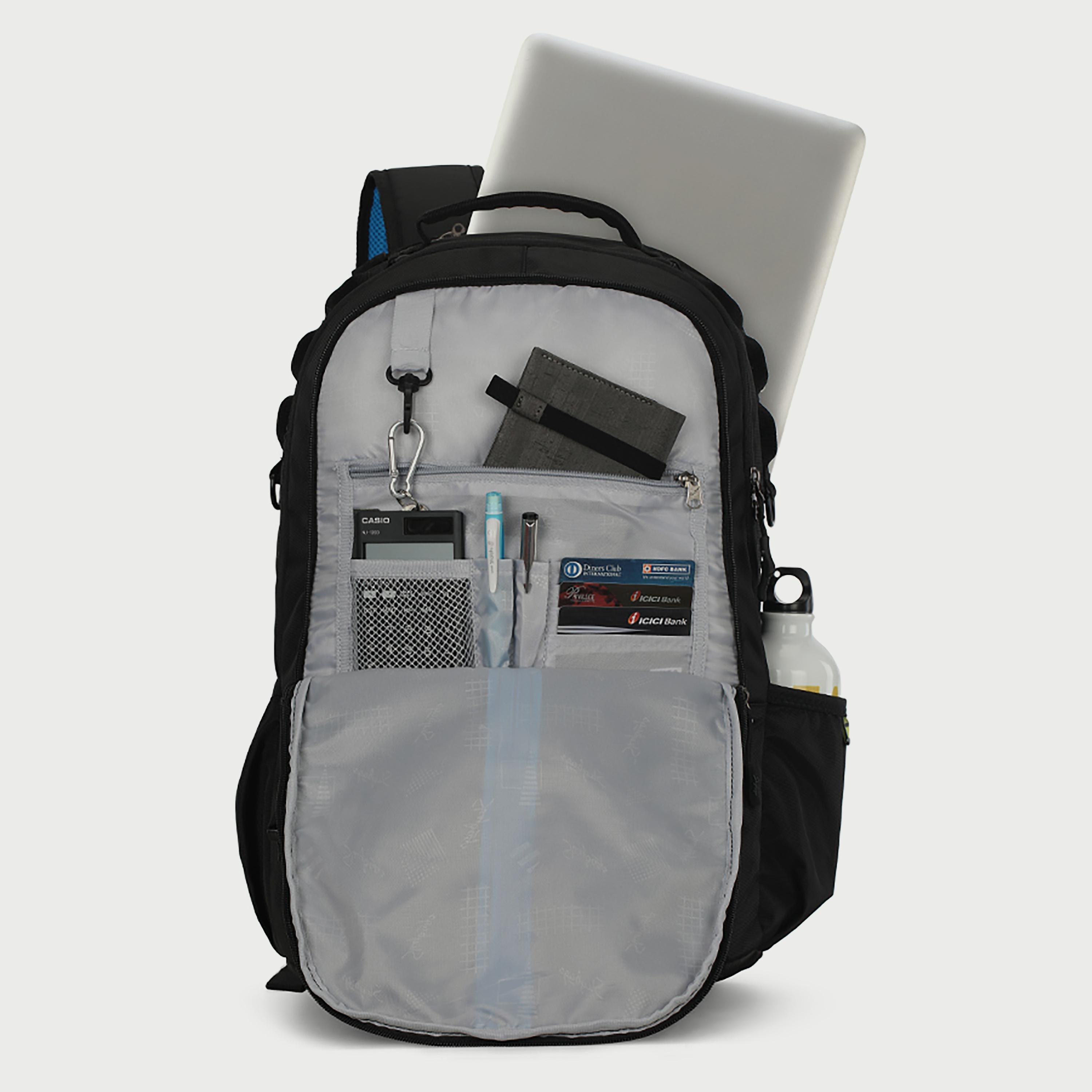 Skybags Logo Backpack with Padded Shoulder Straps and Back Panel Zip Closure in Black-travel-luggagesandbags-backpacks-image-5