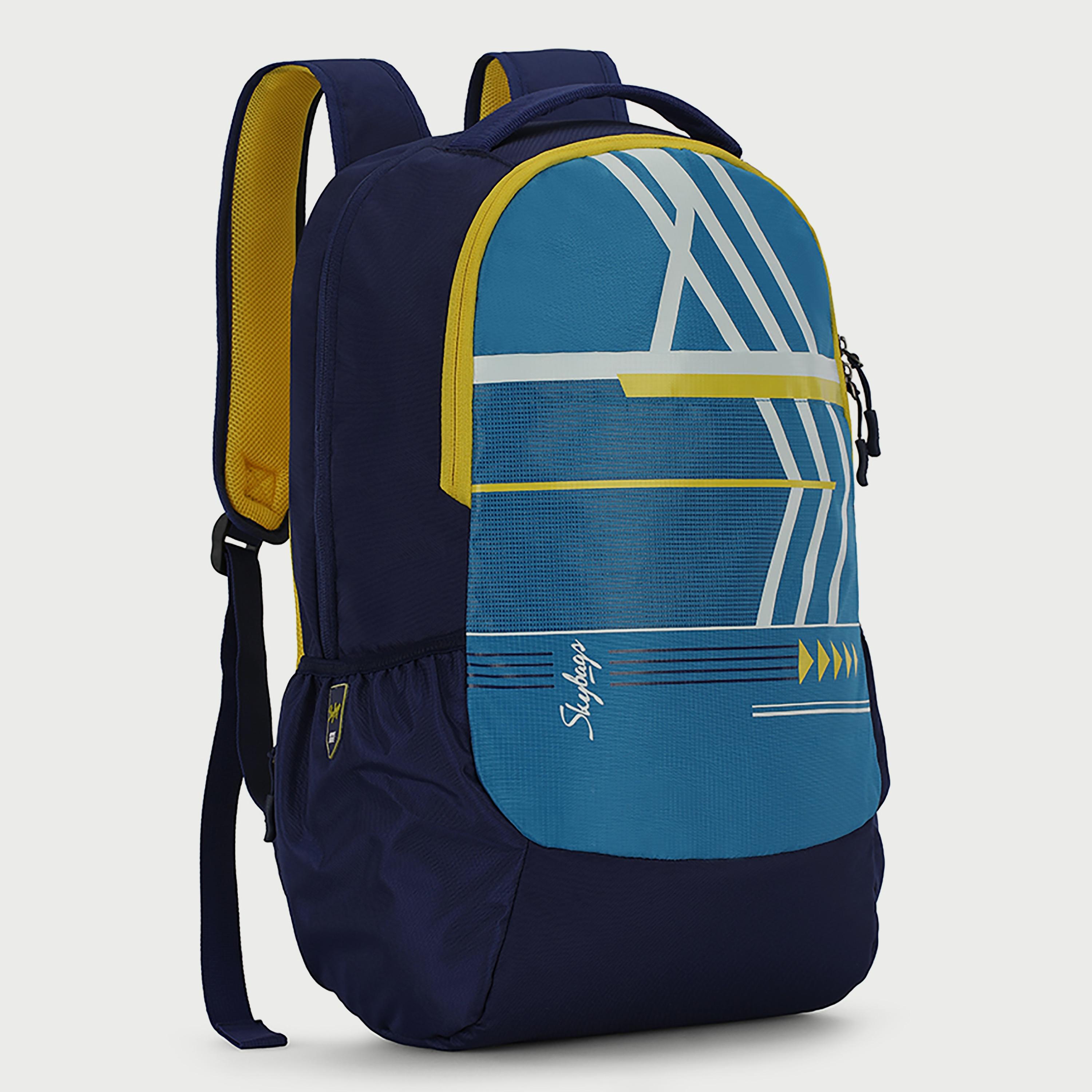 Skybags Printed Backpack with Padded Shoulder Straps and Back Panel Zip Closure in Blue-travel-luggagesandbags-backpacks-image-3