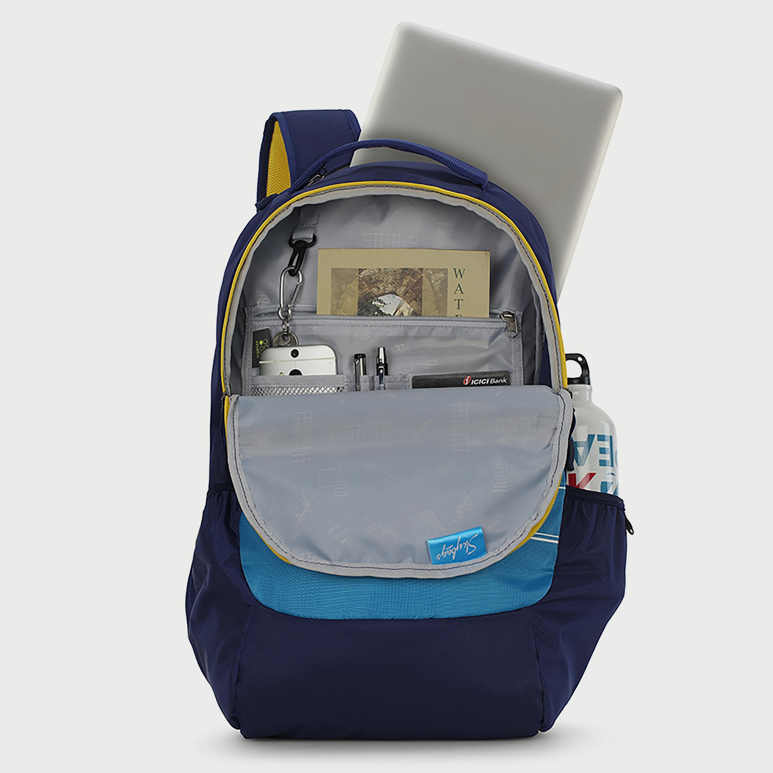 Skybags Printed Backpack with Padded Shoulder Straps and Back Panel Zip Closure in Blue-travel-luggagesandbags-backpacks-image-5