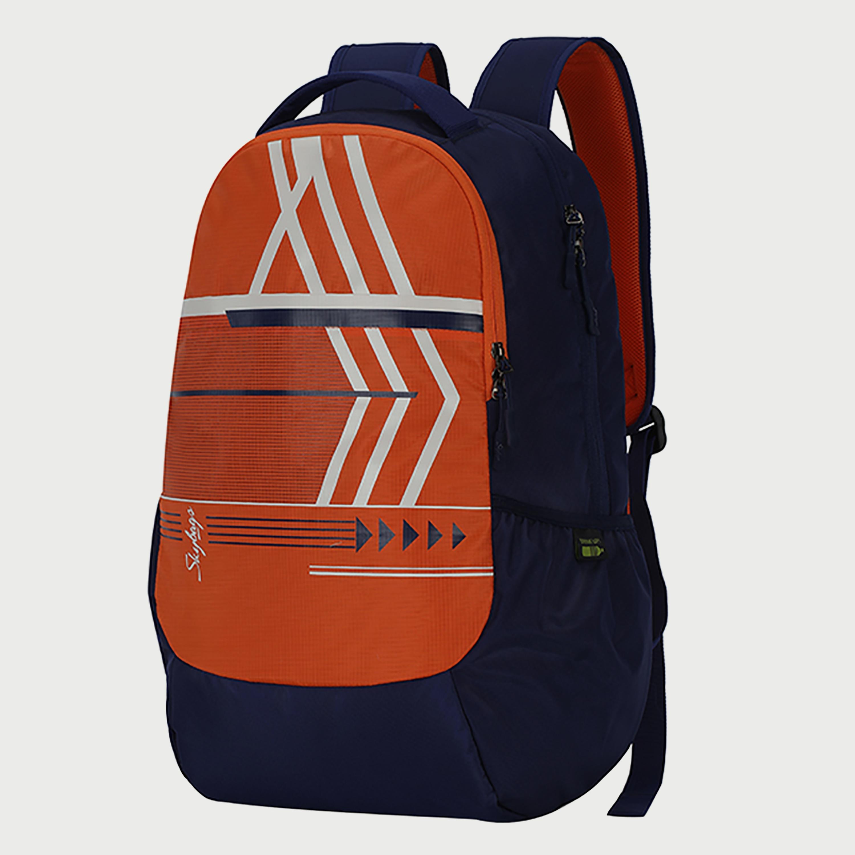 حقيبة ظهر مطبوعة من Skybags مع أحزمة كتف مبطنة ولوحة خلفية بسحاب للإغلاق باللون البرتقالي-travel-luggagesandbags-backpacks-image-2