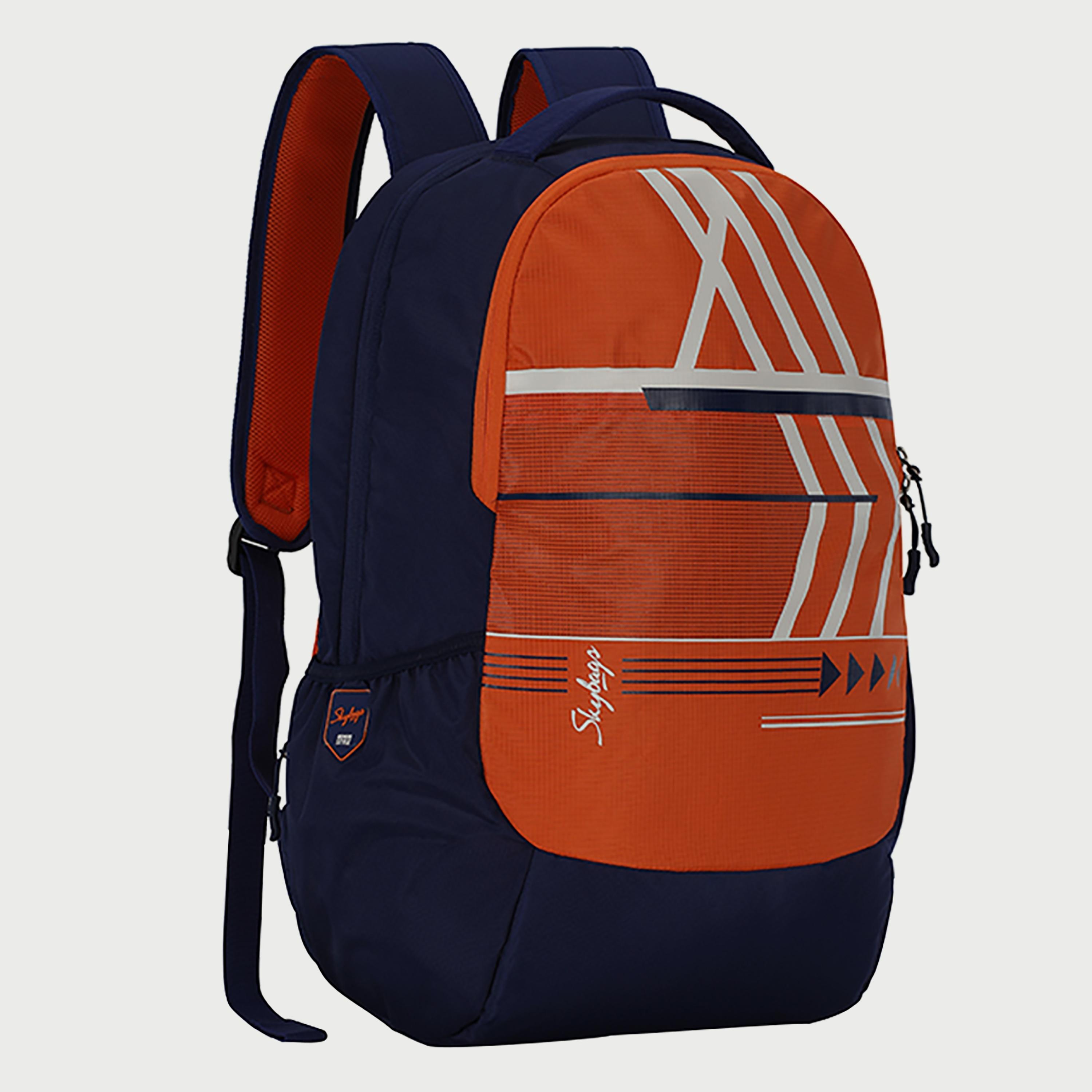Skybags Printed Backpack with Padded Shoulder Straps and Back Panel Zip Closure in Orange-travel-luggagesandbags-backpacks-image-3