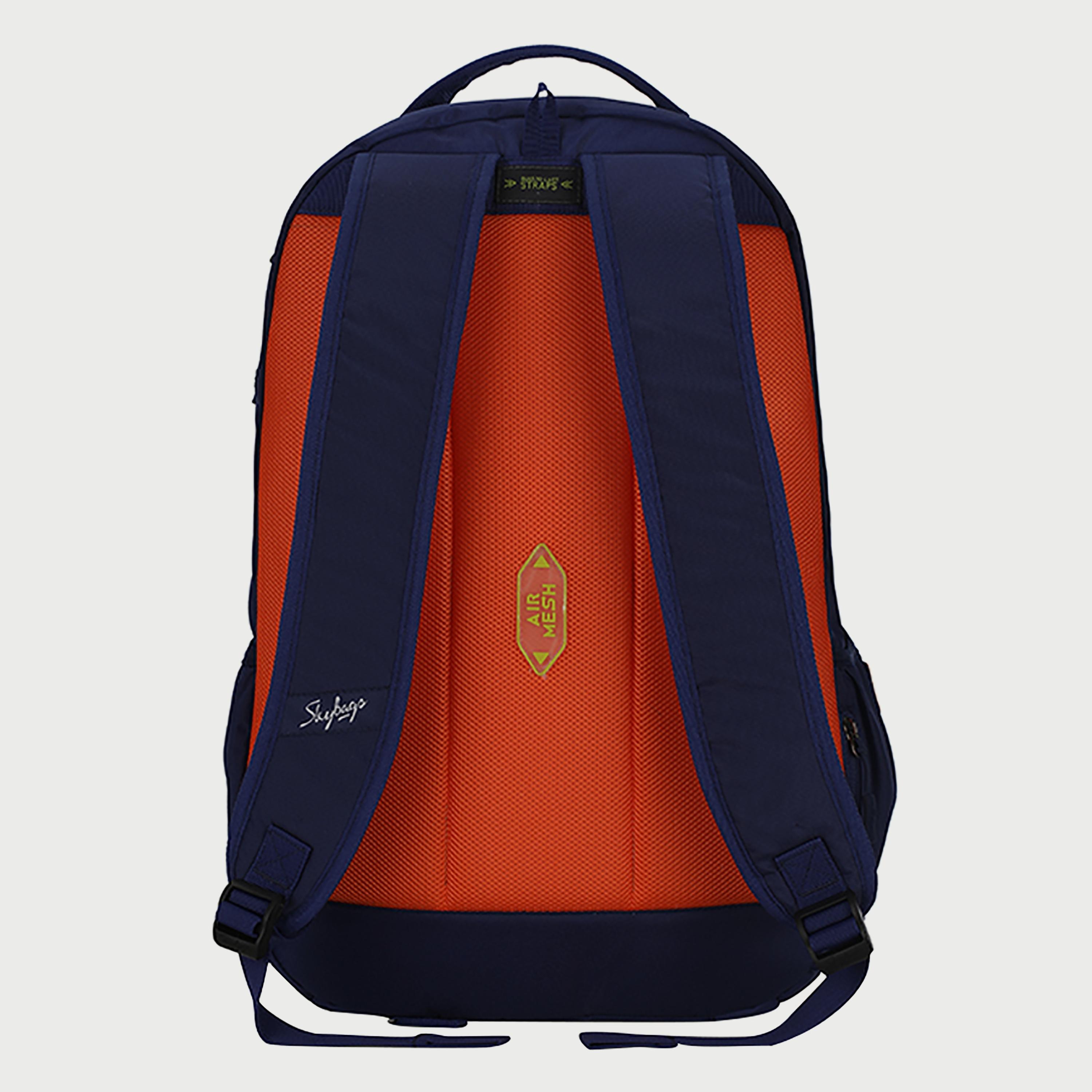 حقيبة ظهر مطبوعة من Skybags مع أحزمة كتف مبطنة ولوحة خلفية بسحاب للإغلاق باللون البرتقالي-travel-luggagesandbags-backpacks-image-4