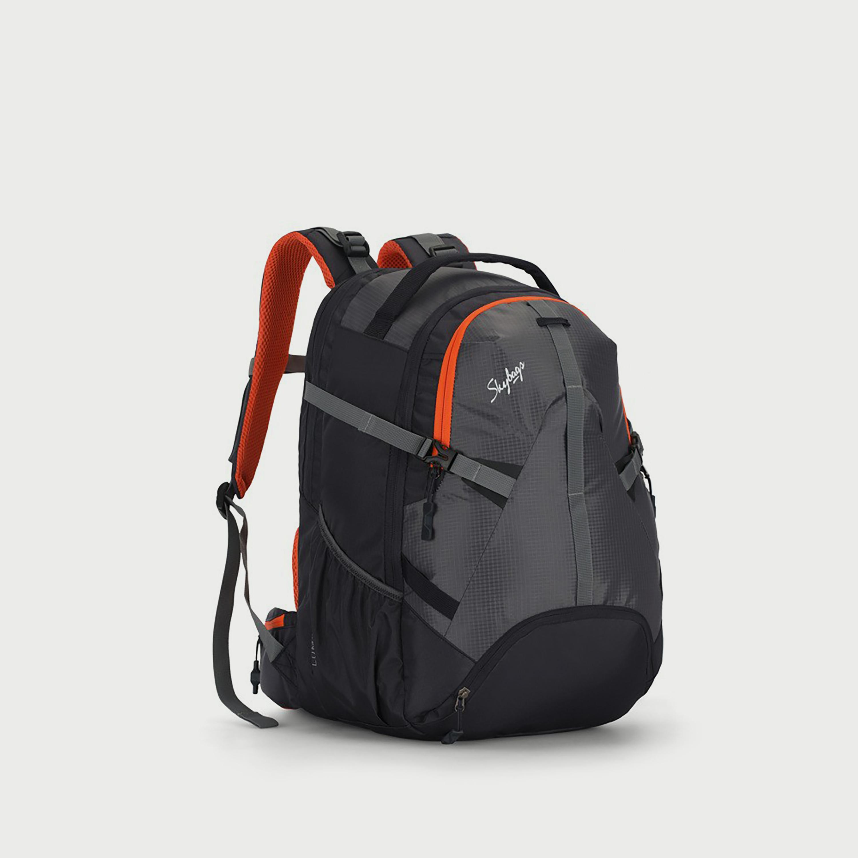 حقيبة ظهر Skybags ذات مربعات مع أحزمة كتف مبطنة ولوحة خلفية بسحاب للإغلاق باللون الرمادي-travel-luggagesandbags-backpacks-image-3