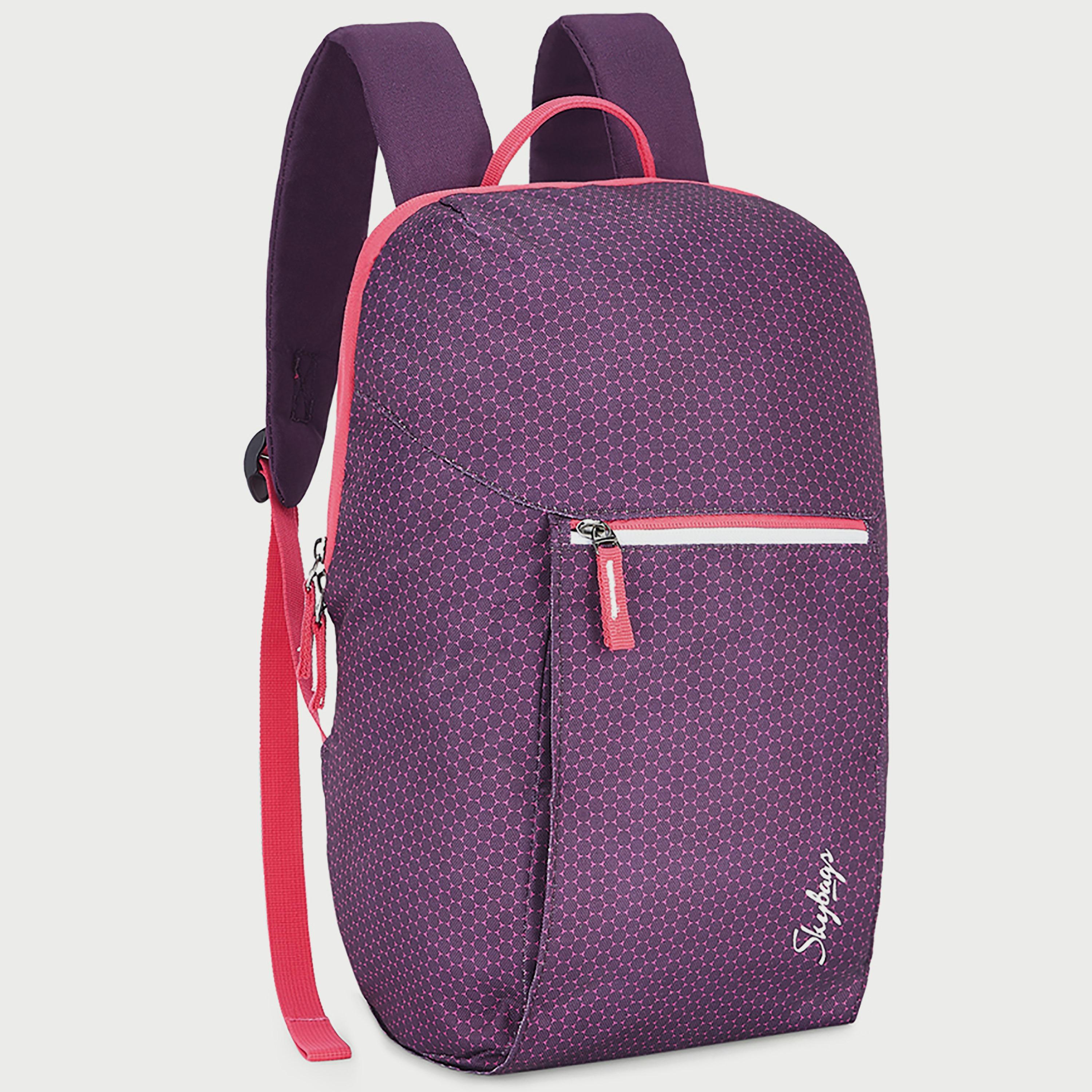 Skybags Printed Backpack with Padded Build-To-Last Straps and Back Panel Zip Closure in Purple-travel-luggagesandbags-backpacks-image-2