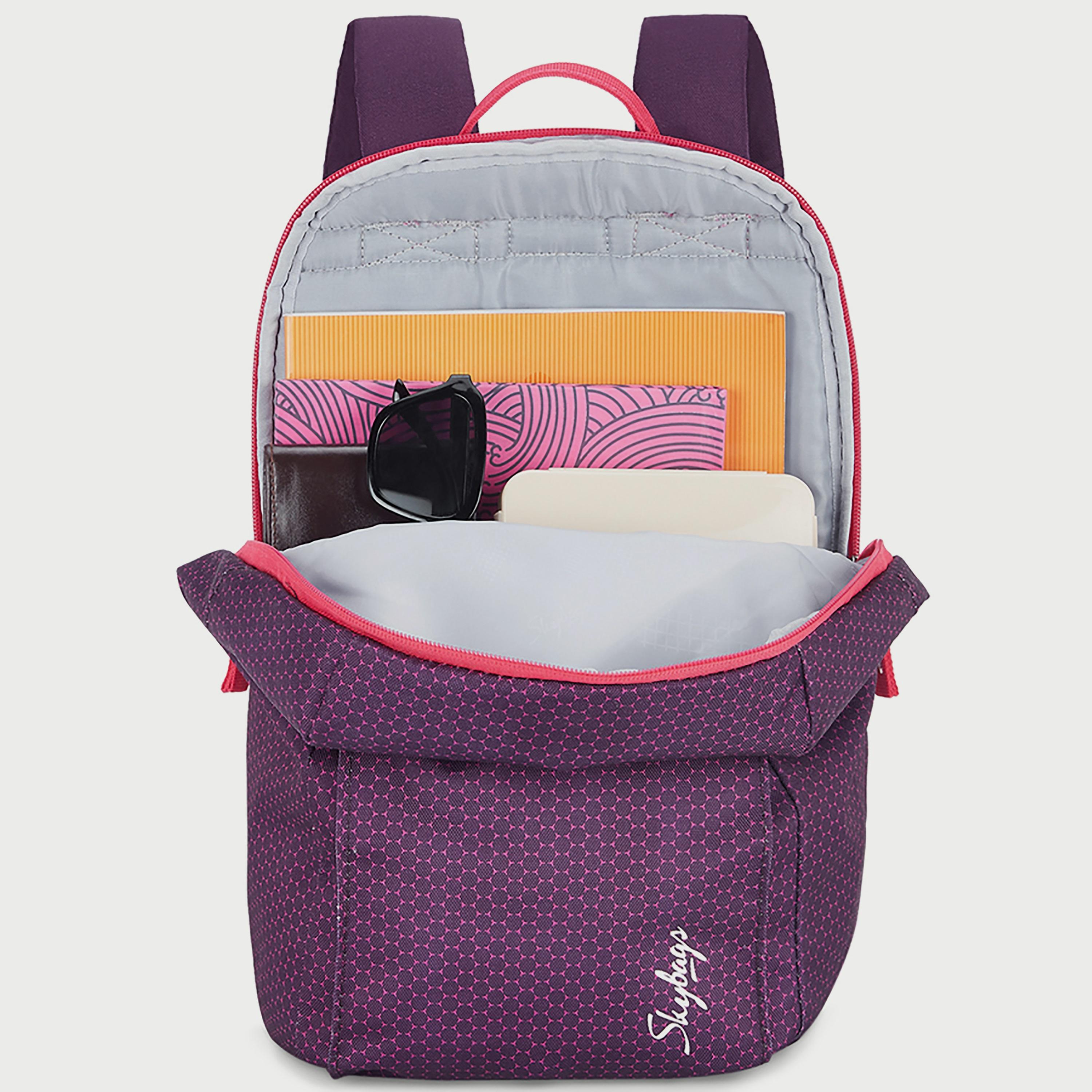 Skybags Printed Backpack with Padded Build-To-Last Straps and Back Panel Zip Closure in Purple-travel-luggagesandbags-backpacks-image-6
